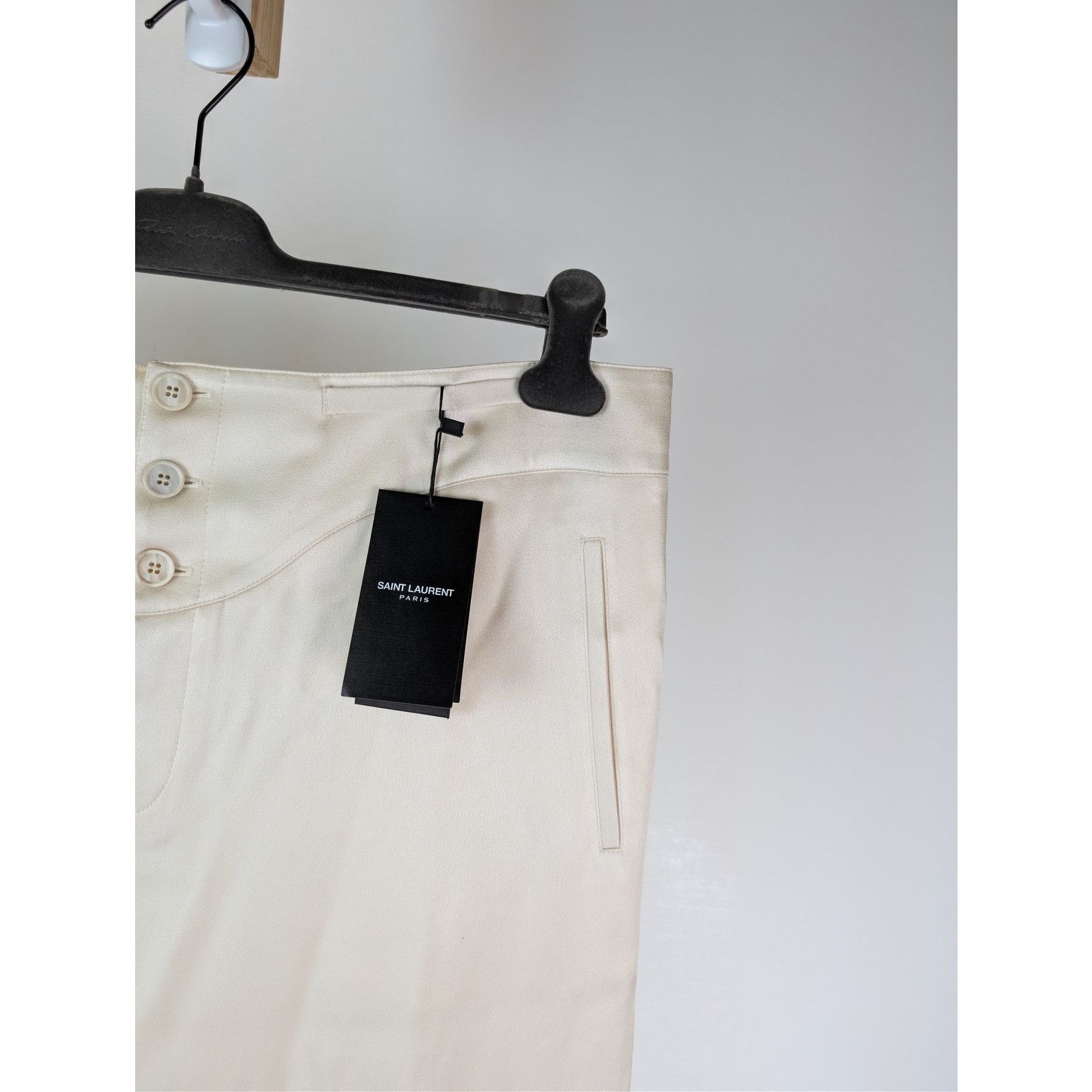 Saint Laurent Paris o1rshd1 Satin Crepe Pants in Craie Size US 38 / EU 54 - 5 Thumbnail