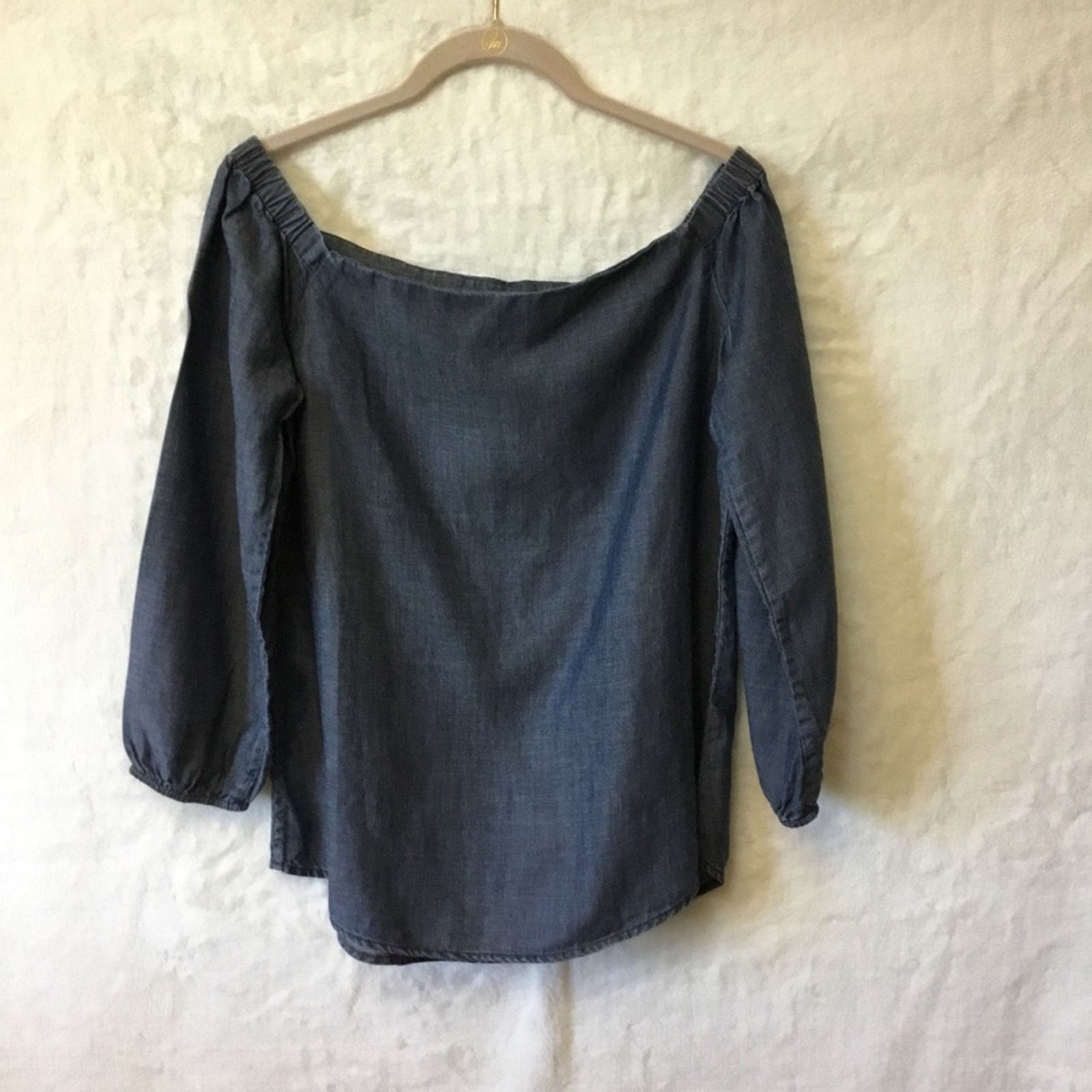 Chicos Chico's Blue Jean Square Neck Long-Sleeve Top Size XS / US 0-2 / IT 36-38 - 8 Thumbnail
