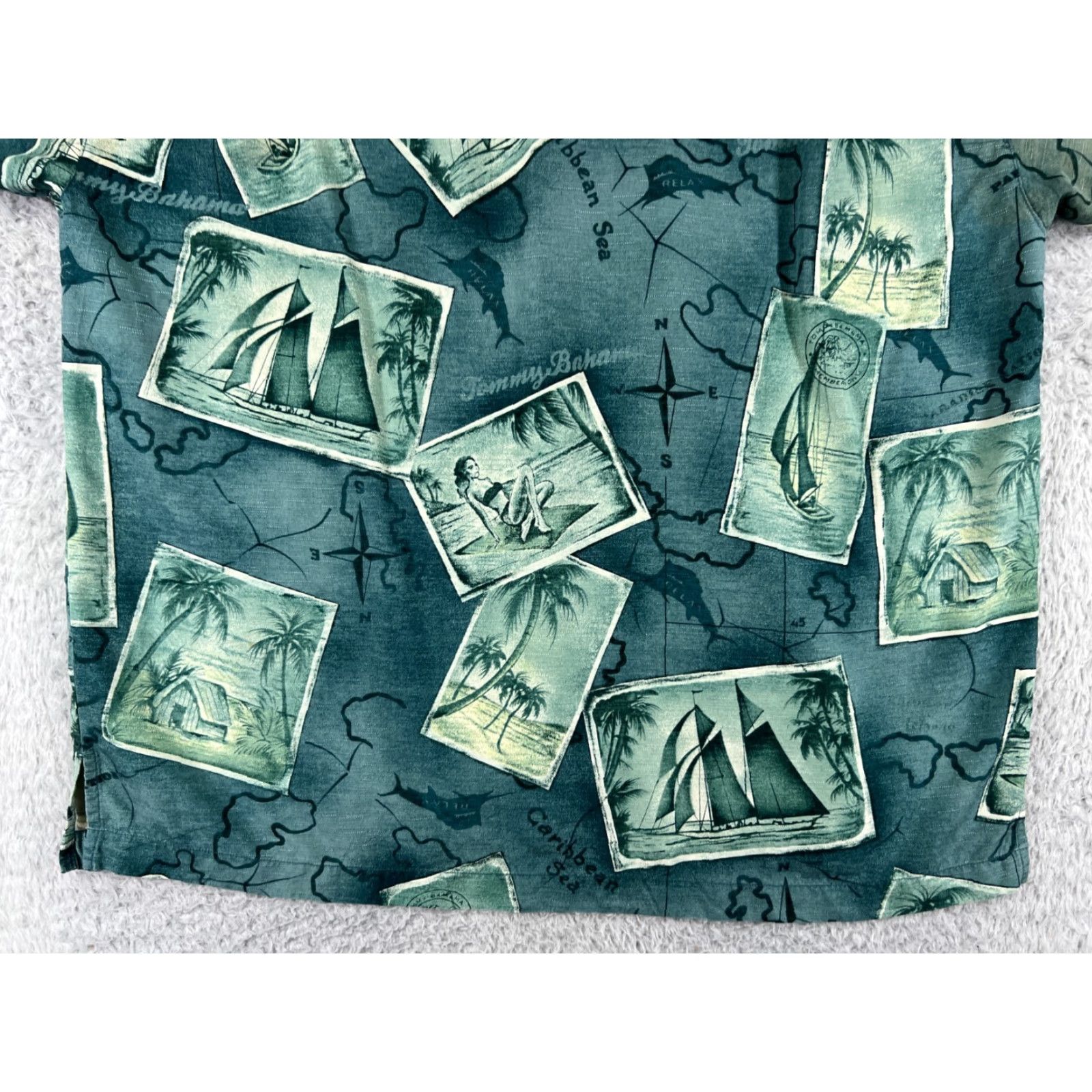 Tommy Bahama Tommy Bahama Shirt Mens Medium Green Postcard Print RELAX 100% Silk Hawaiian Size US M / EU 48-50 / 2 - 7 Thumbnail