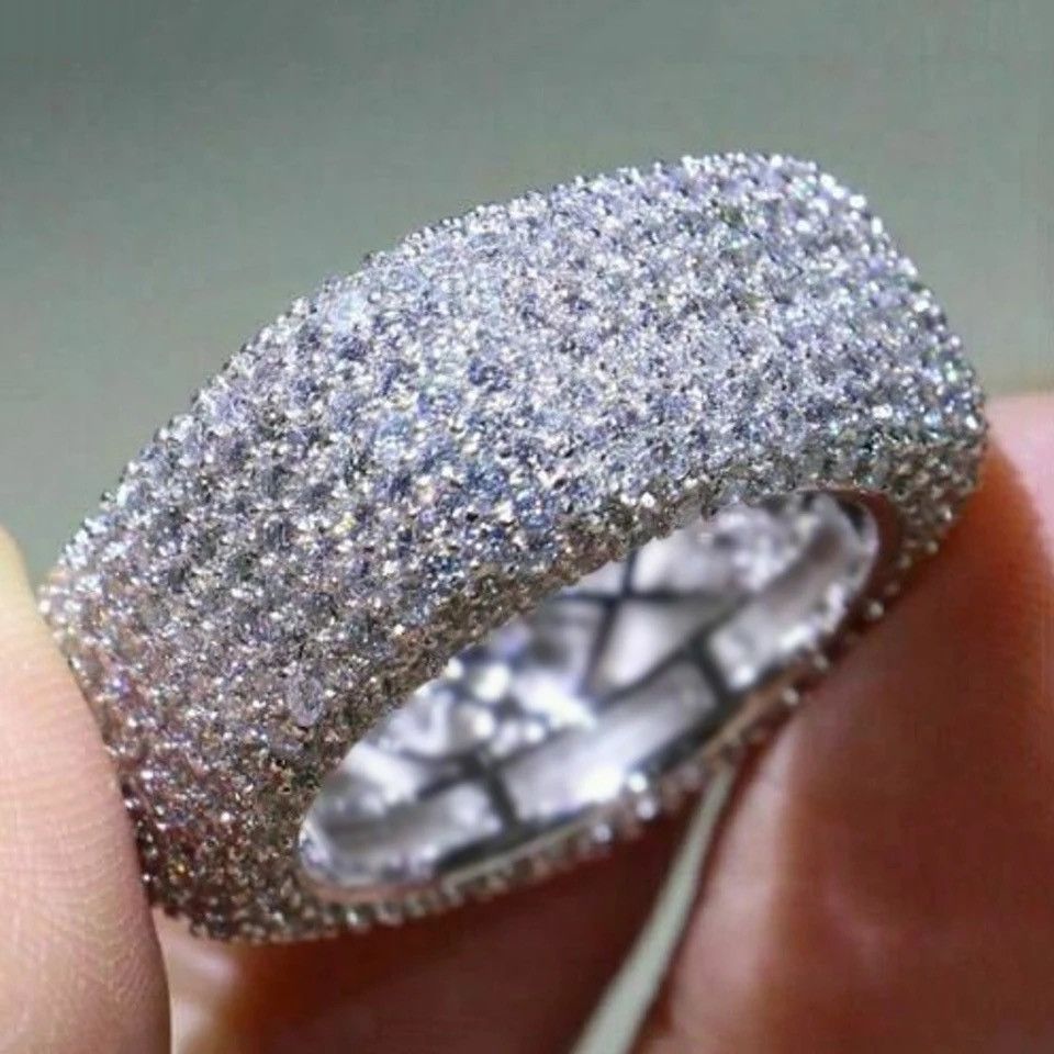 Jewelry × Vintage Cubic Zirconia Rings Geometric Square Band Design Luxury Size ONE SIZE - 1 Thumbnail