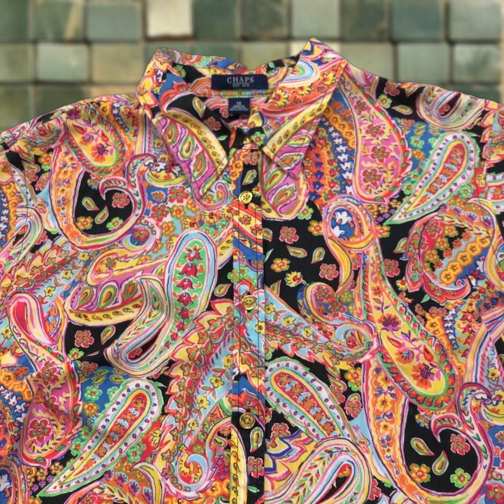Chaps Chaps Paisley Plus 1X Women's Button Long Sleeve Multicolor Dress Shirt Size XL / US 12-14 / IT 48-50 - 1 Thumbnail