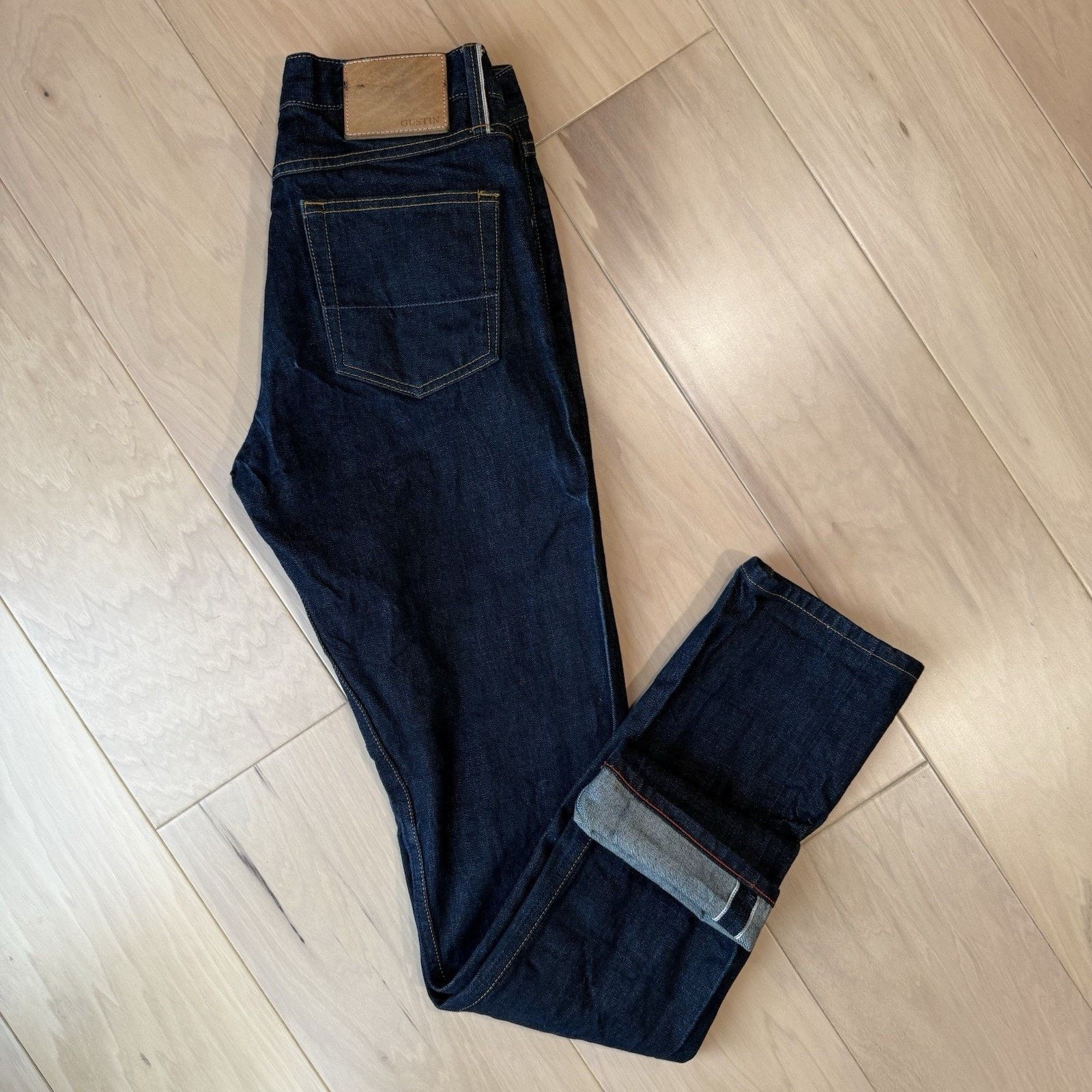Gustin Gustin Selvedge Jeans Blue Dark Wash Slim Denim Minimalist Size US 29 - 2 Thumbnail