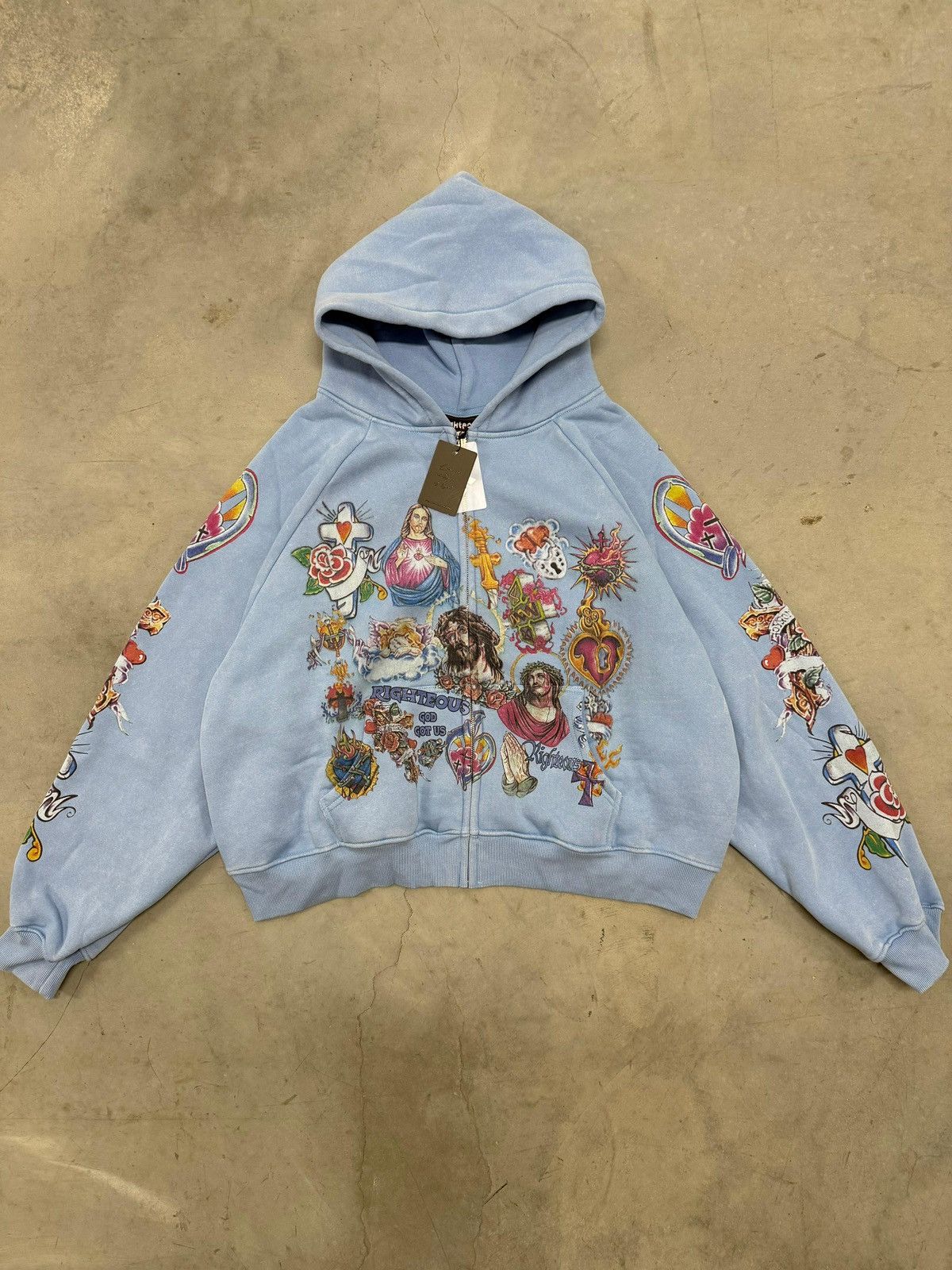 We Are Righteous Risen King Blue Zip Up Hoodie Small