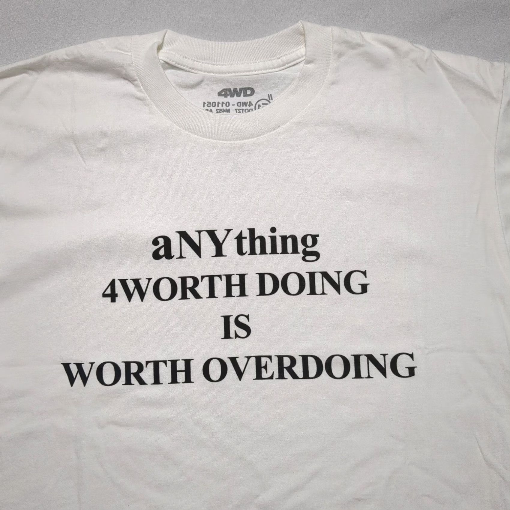 Vintage 4Worth Doing aNYthing White T-Shirt Men M Crew Neck Short Sleeve Graphic Print Logo Casual Streetwear Mens Size US M / EU 48-50 / 2 - 2 Thumbnail