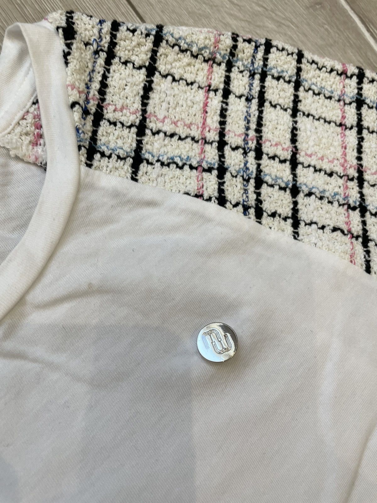 Maje Maje Paris Tweed-Sleeve Tee in Ecru MSRP$155 Parian Chic Size XS / US 0-2 / IT 36-38 - 9 Thumbnail