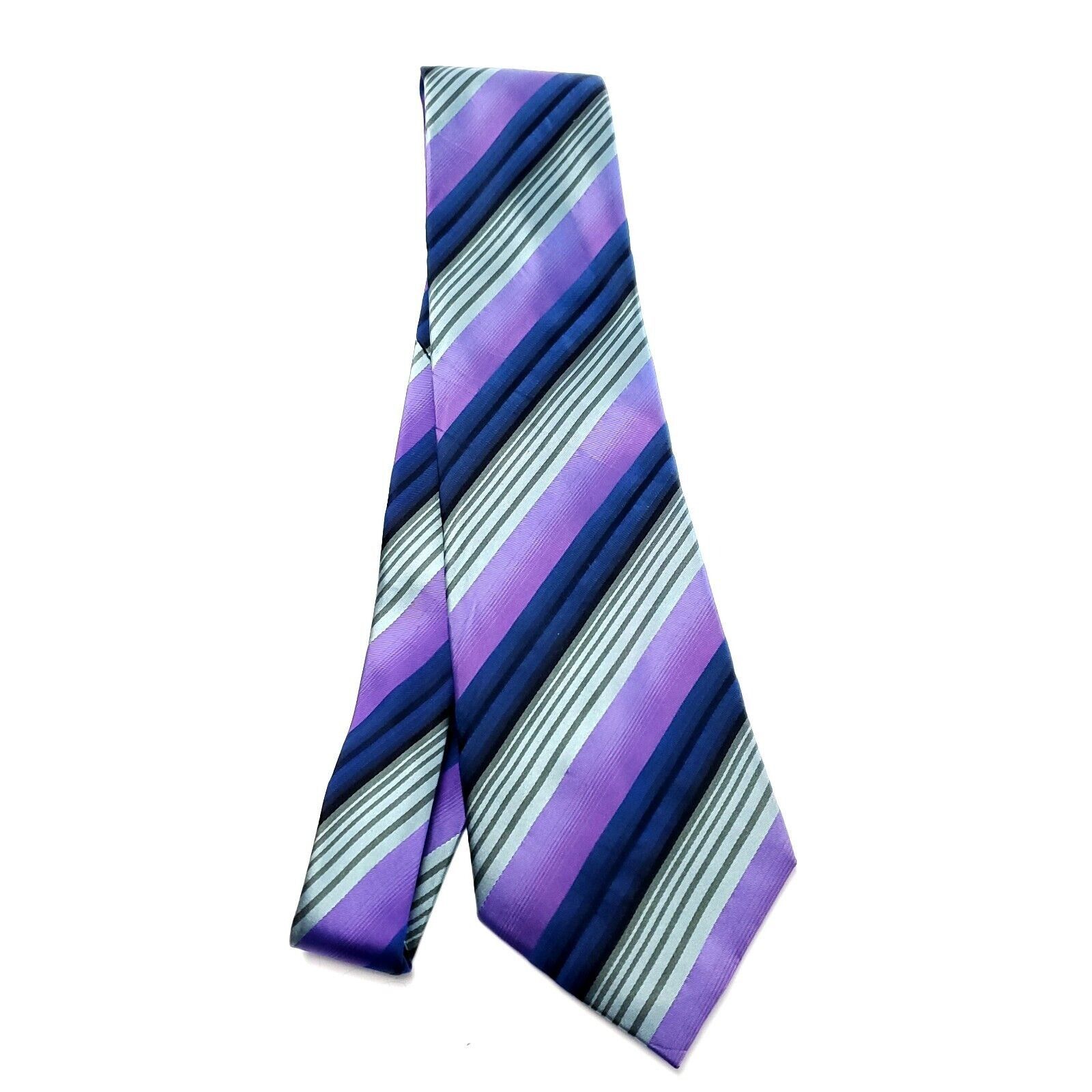 Kenneth Cole Kenneth Cole Purple Silk Tie Woven Striped Size ONE SIZE - 6 Thumbnail