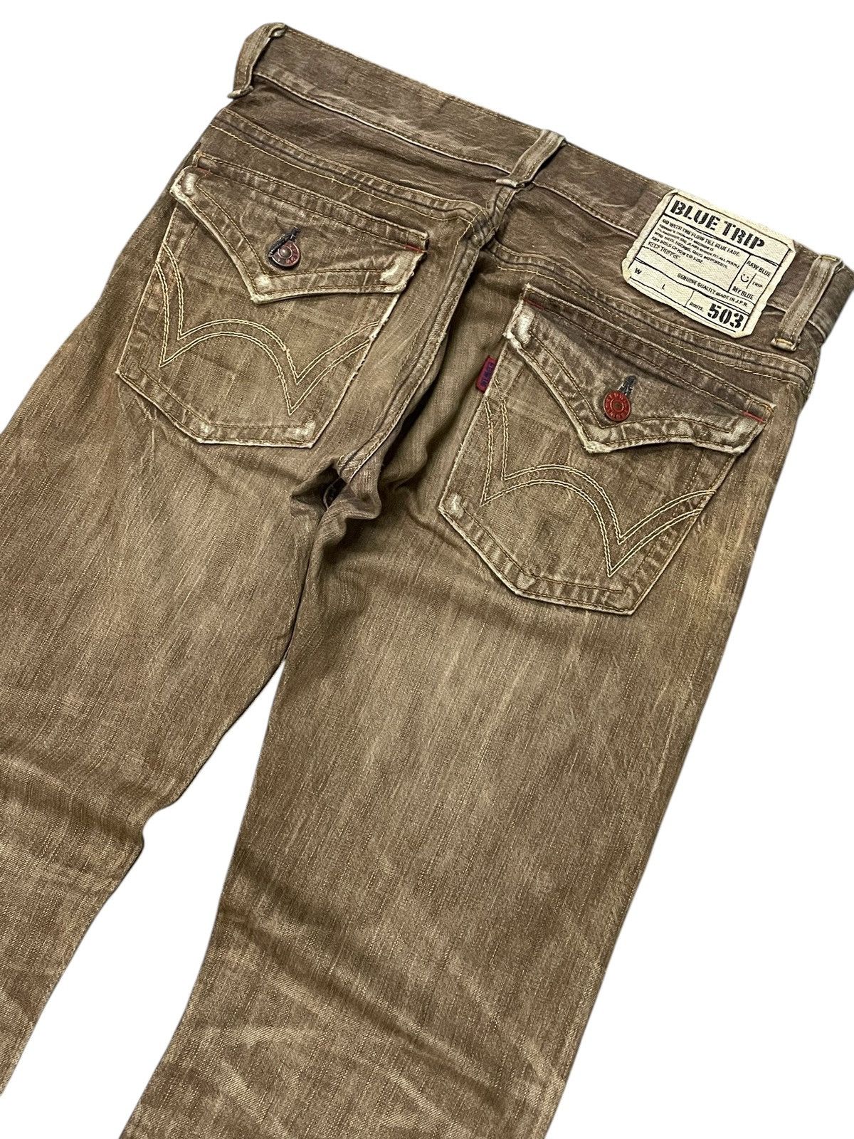 Edwin × Japanese Brand × Vintage Edwin 503 Flare Faded Brown Whiskers Jeans Size US 32 / EU 48 - 13 Thumbnail