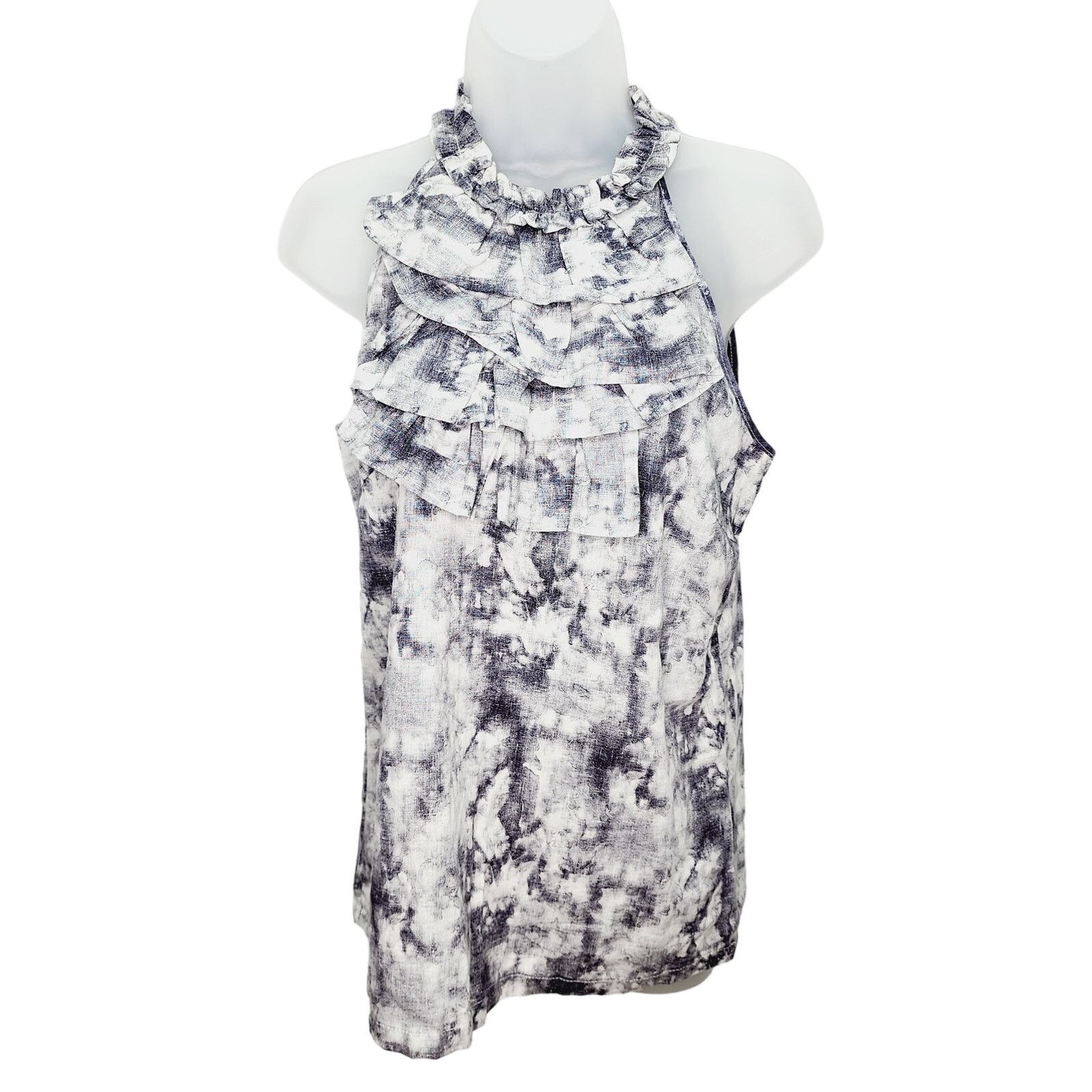 Other Marisa Christina Black Tie Dye Linen Blend Ruffle Top Size M / US 6-8 / IT 42-44 - 1 Thumbnail