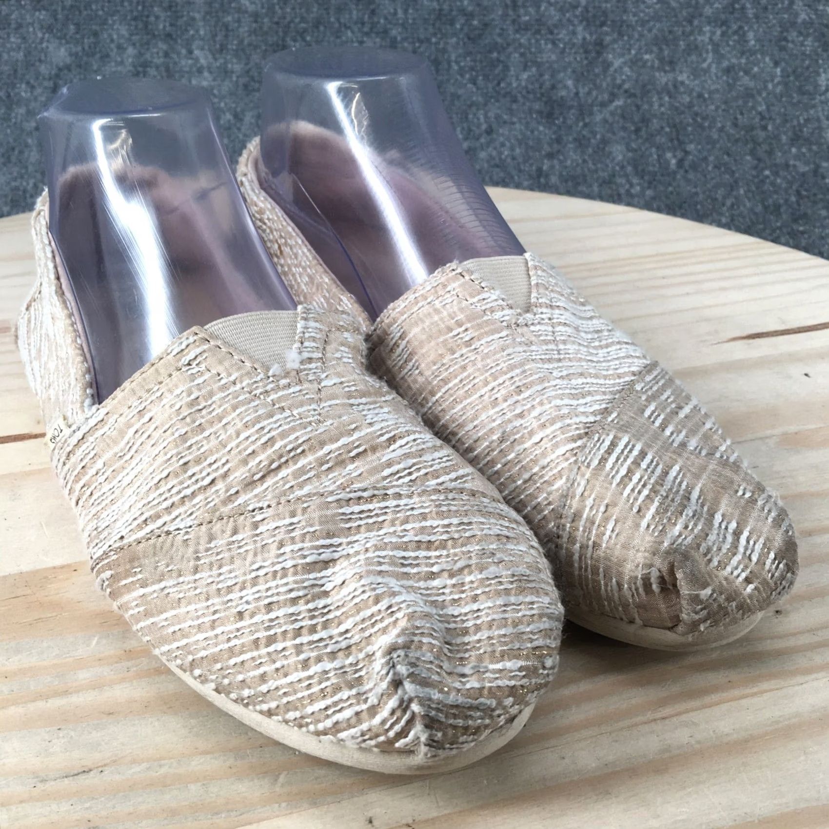 Toms TOMS Alpargata Slip On Loafer Flats Casual Beige Fabric Low Top Womens 9.5 Size L / US 10 / IT 46 - 3 Thumbnail