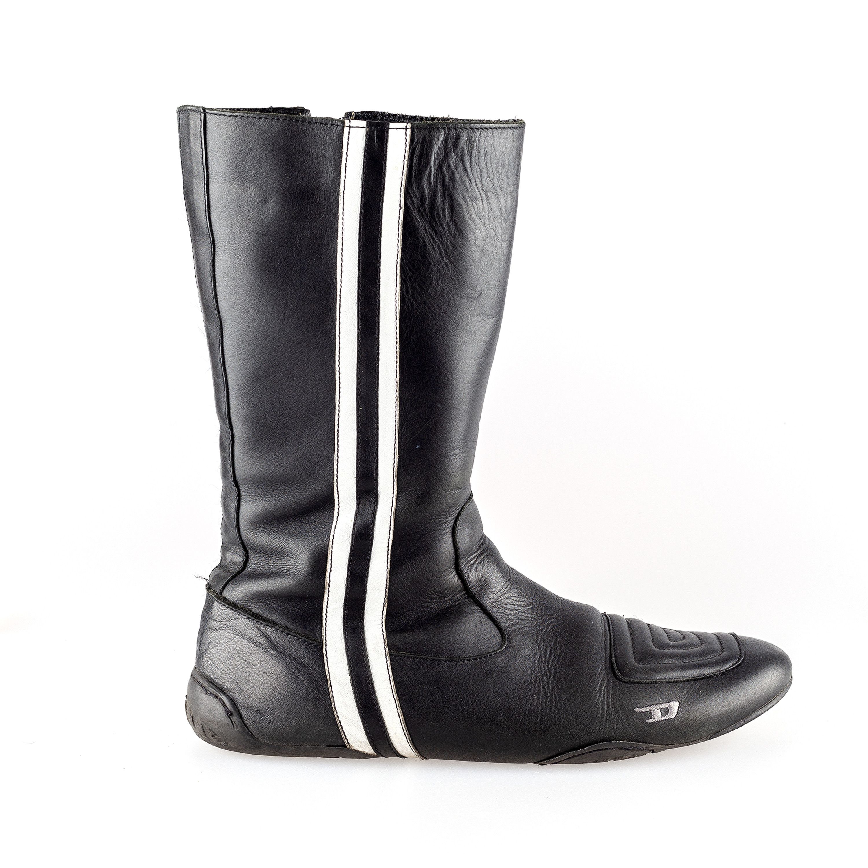 image of Diesel Leather Black Moto Boots, Men's (Size 8)