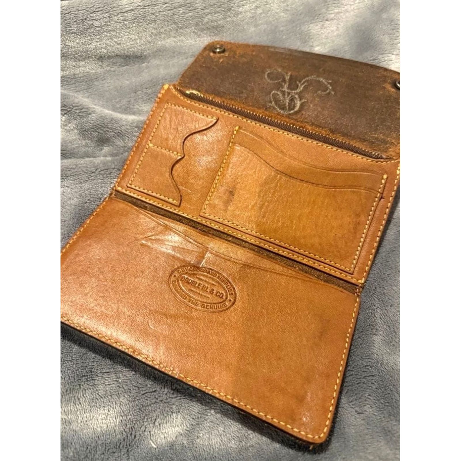 Ralph Lauren VINTAGE RRL Ralph Lauren Wallet Leather Brown Embroided Bifold Unisex Card Case - 100% Authentic Mens Womens Size ONE SIZE - 4 Thumbnail