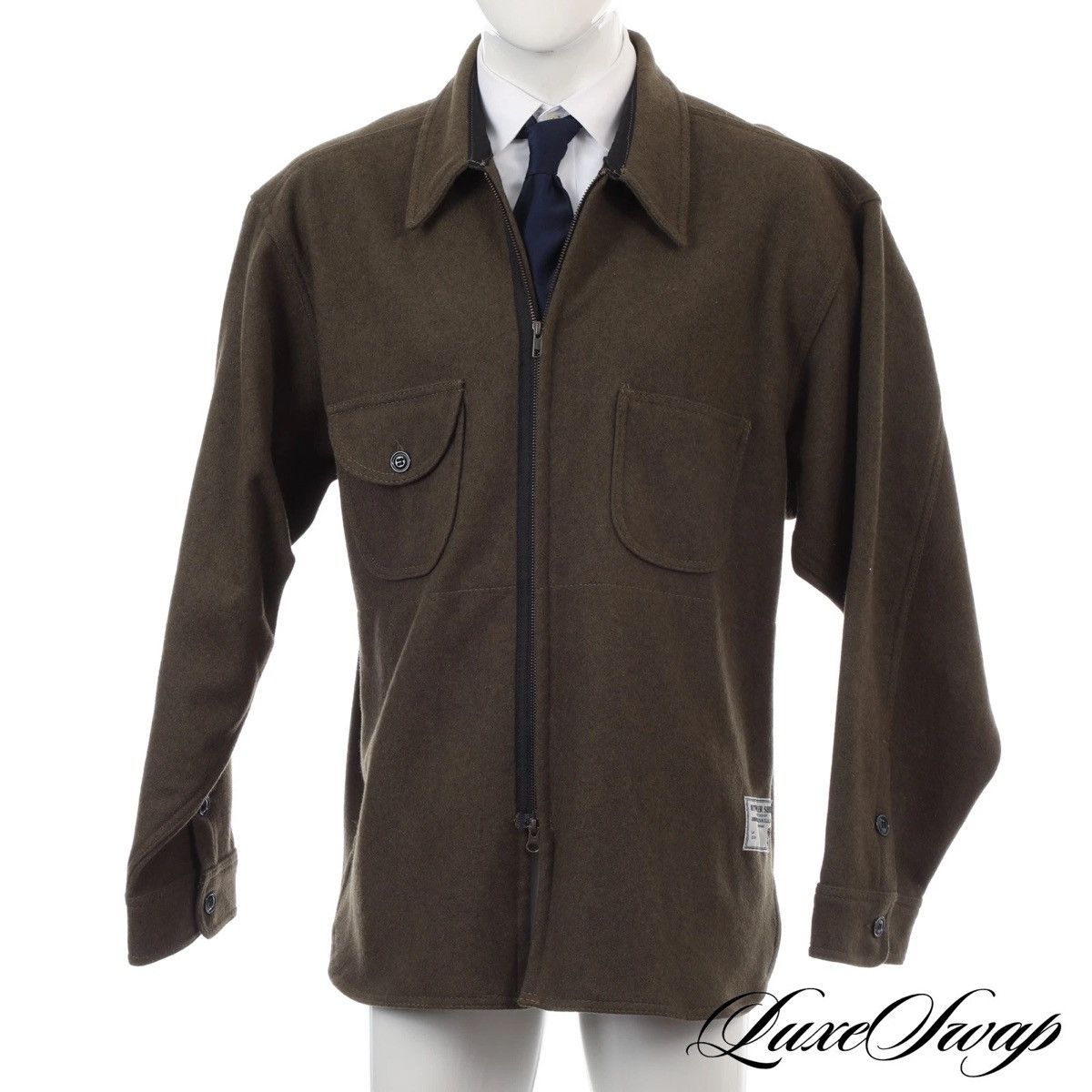 18 East 18 East x Johnson Mills Made in USA Olive Tweed Zip 2XL Size US XXL / EU 58 / 5 - 1 Thumbnail