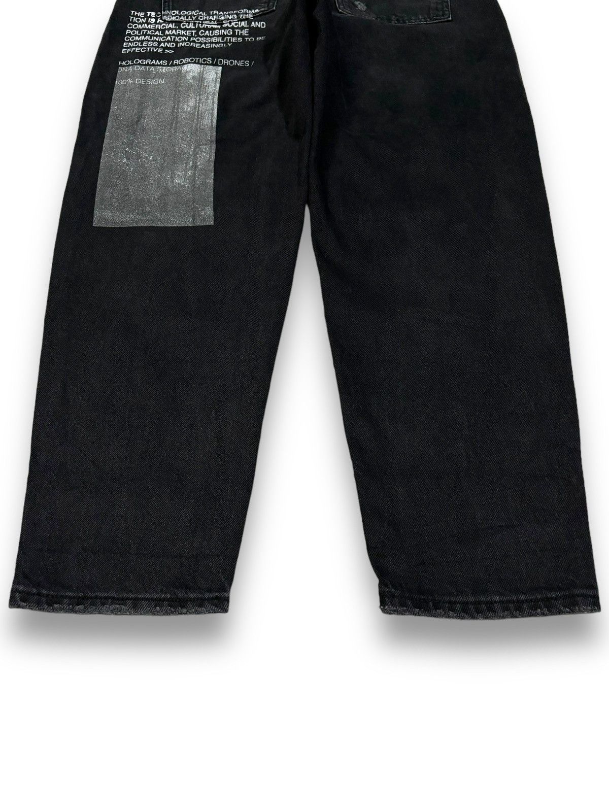 JNCO Bershka Black Faded Baggy Tapered Distressed Grunge Jeans Size US 30 / EU 46 - 14 Thumbnail