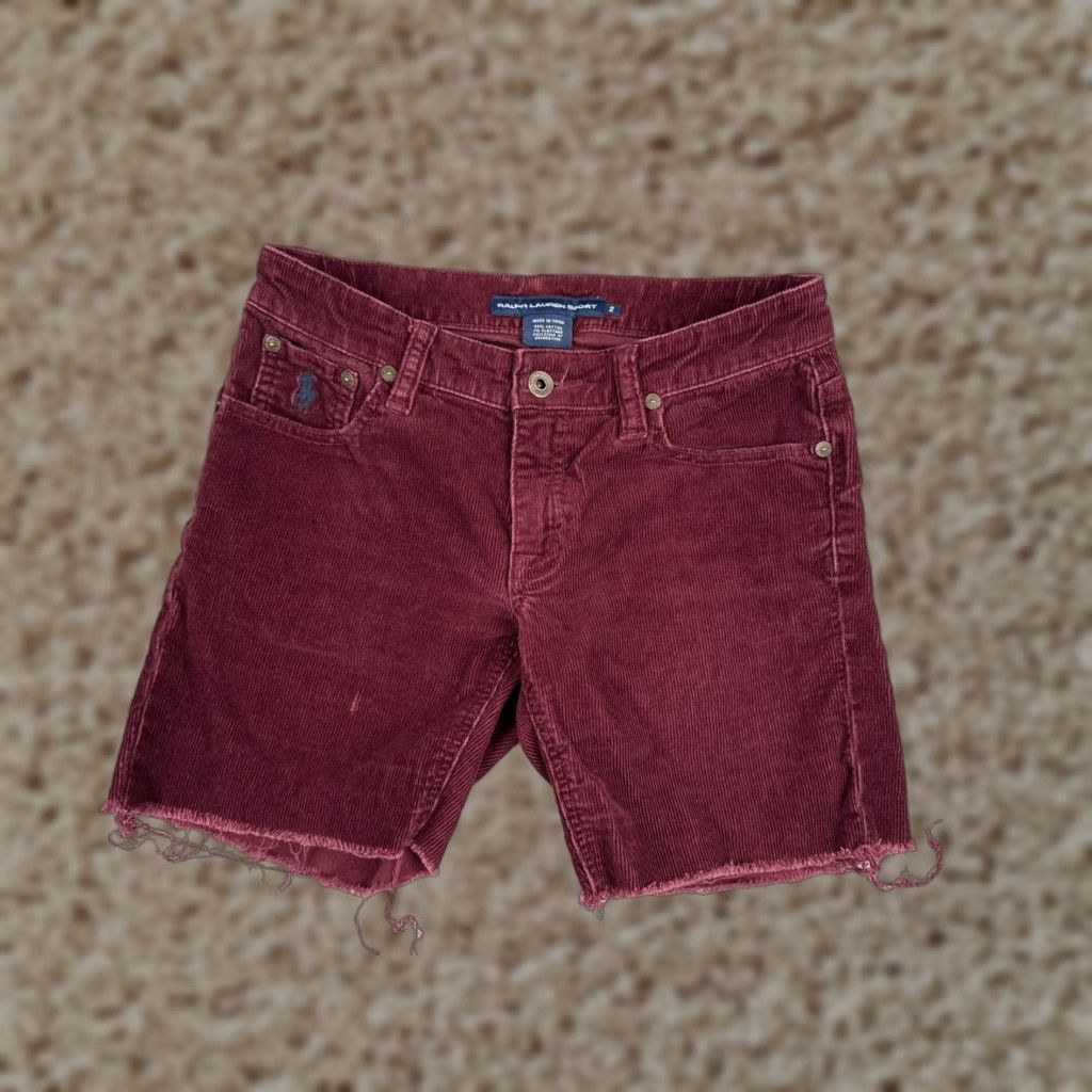 VINTAGE Polo Ralph Lauren Shorts Women Casual 2 Red Corduroy 6-Inch Inseam