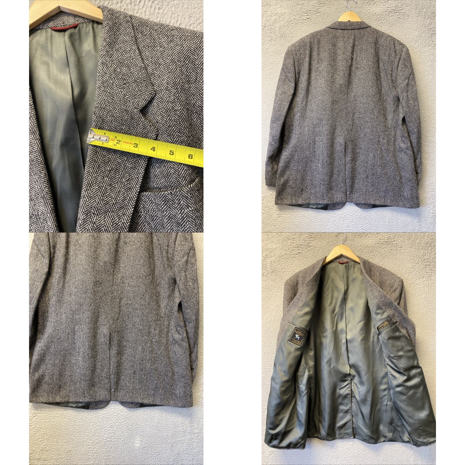 Hart Schaffner Marx VINTAGE Hart Schaffner Marx Wool Sport Coat Blazer Men 48 Regular Gray Herringbone 1950s/60s Mens Blazer Size 48R - 8 Thumbnail