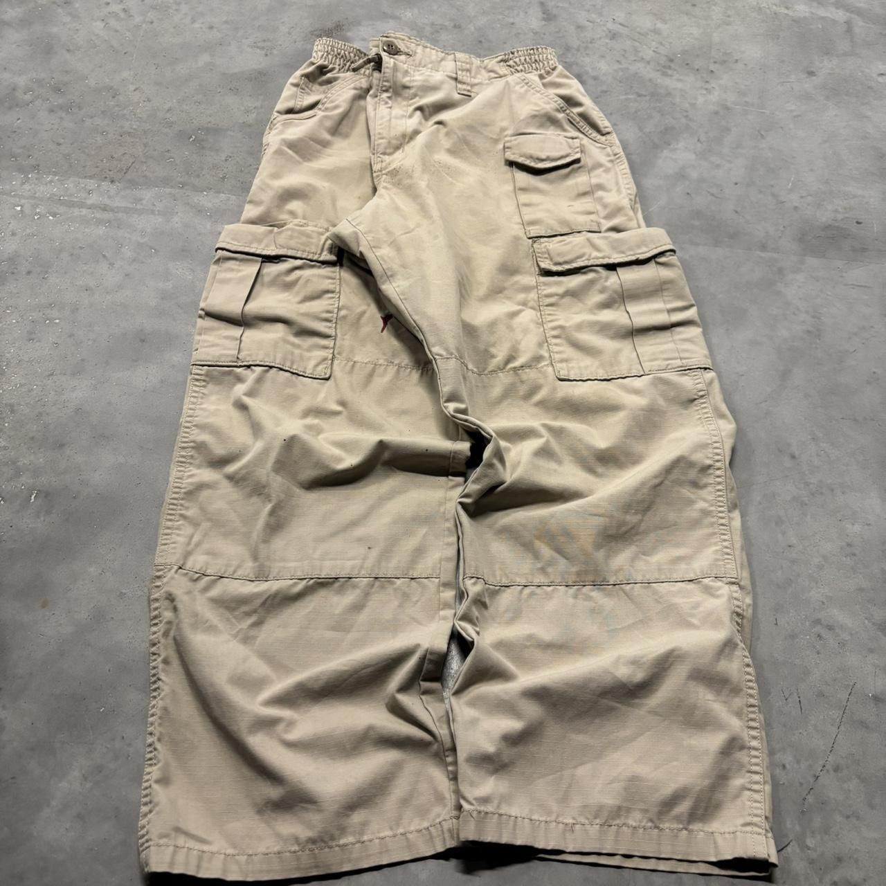 Japanese Brand × Vintage Crazy Vintage Y2K/2000s Baggy Cream Skater Cargo Pants! Size US 34 / EU 50 - 3 Thumbnail
