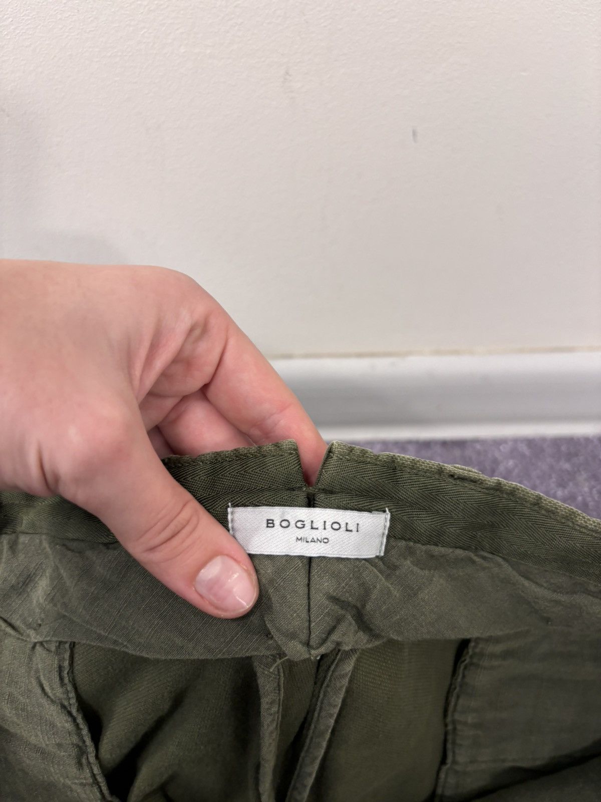 Boglioli Boglioli Olive Green Textured Cotton Blend Bermuda Shorts Size US 36 / EU 52 - 9 Thumbnail