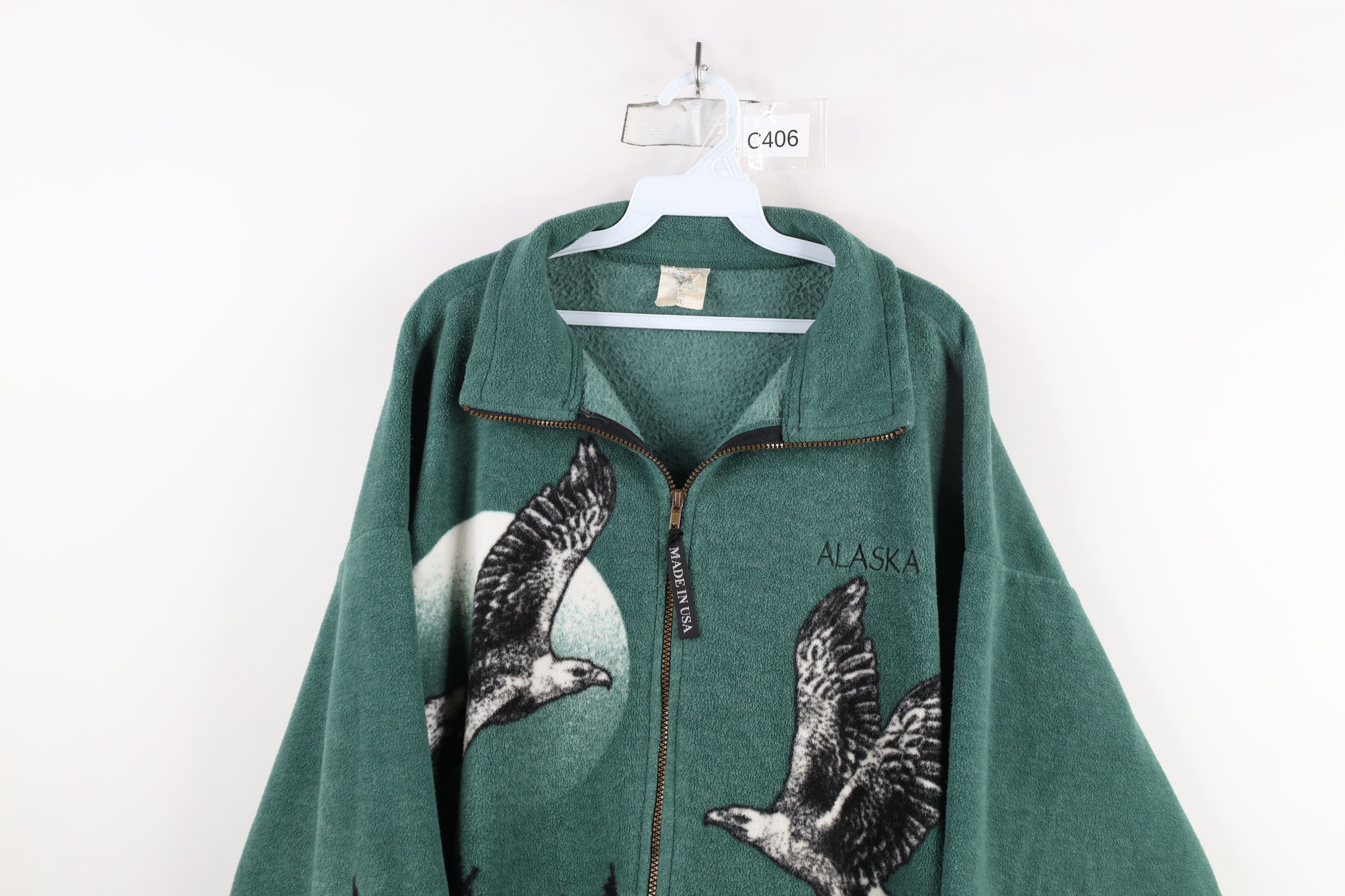 Vintage Vintage 90s Streetwear Eagle All Over Print Fleece Jacket US Size XL / US 12-14 / IT 48-50 - 2 Thumbnail