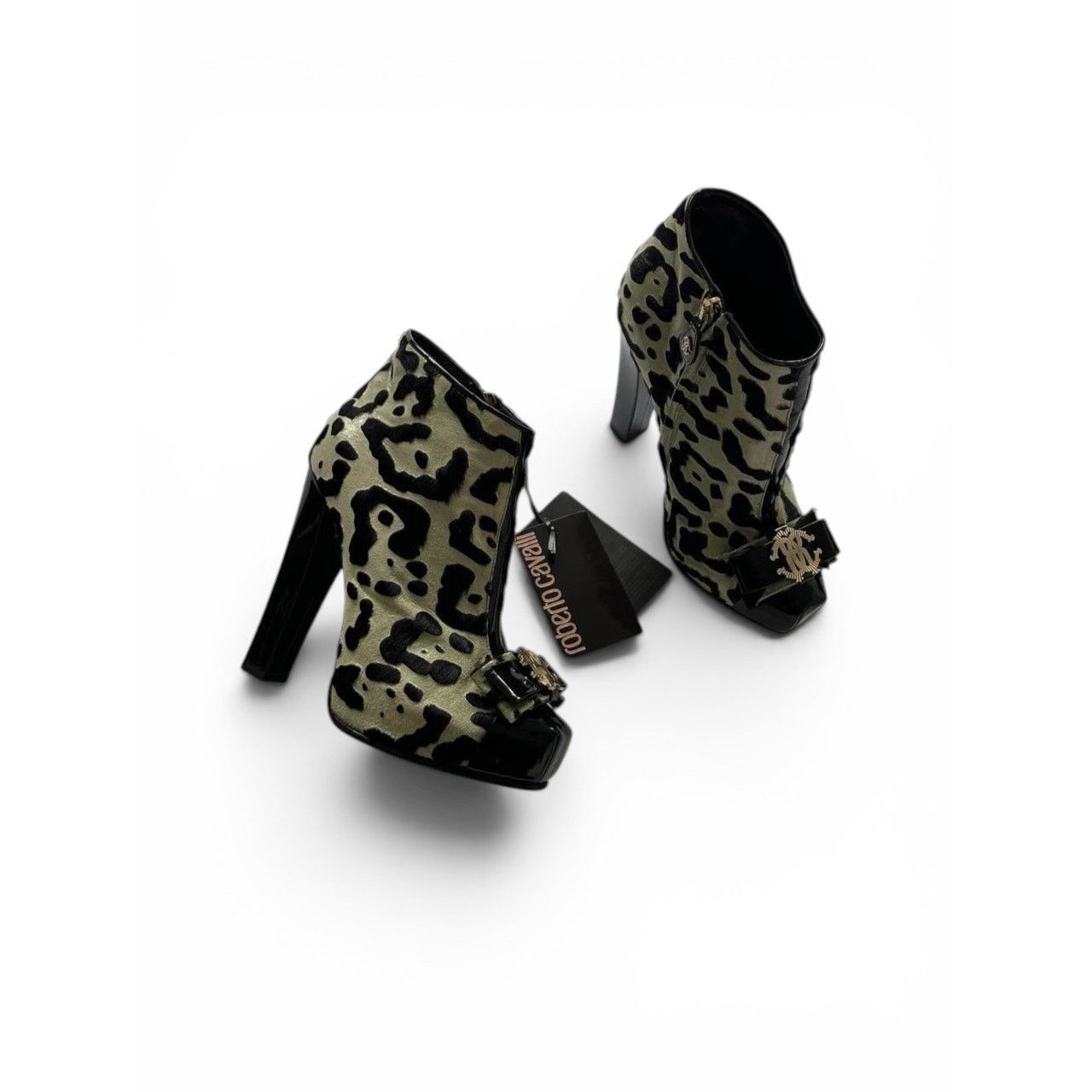Roberto Cavalli Roberto Cavalli Leopard Pony Hair Platform Ankle Boots Size US 7 / IT 37 - 1 Thumbnail