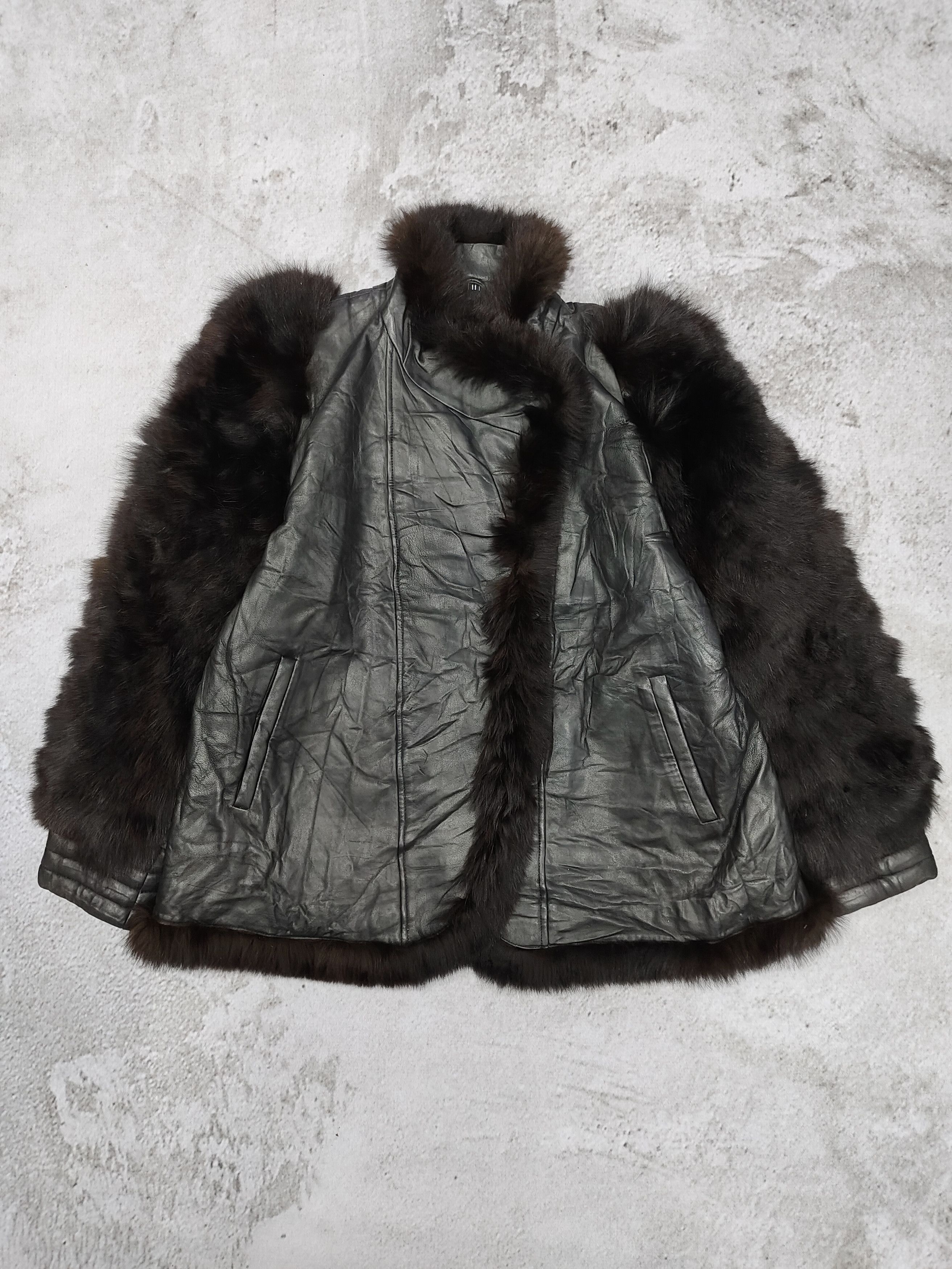 Japanese Brand 90s Unbrand🇯🇵 Real Fur Sleeve Trim Goatskin Leather Jacket Size L / US 10 / IT 46 - 5 Thumbnail
