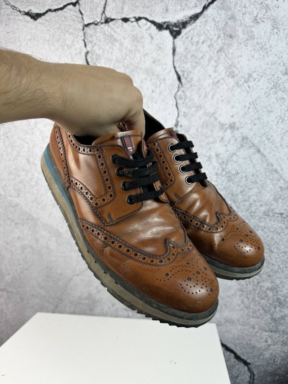 Prada Levitate Brogues Oxford Derby Air Bubble Leather Shoes