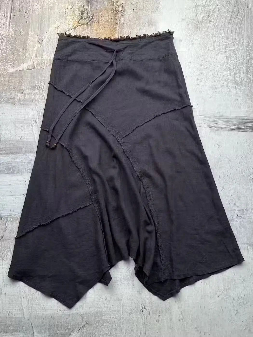 image of Vintage Asymmetry Linen Skirt in Dark Blue, Women's (Size 30)