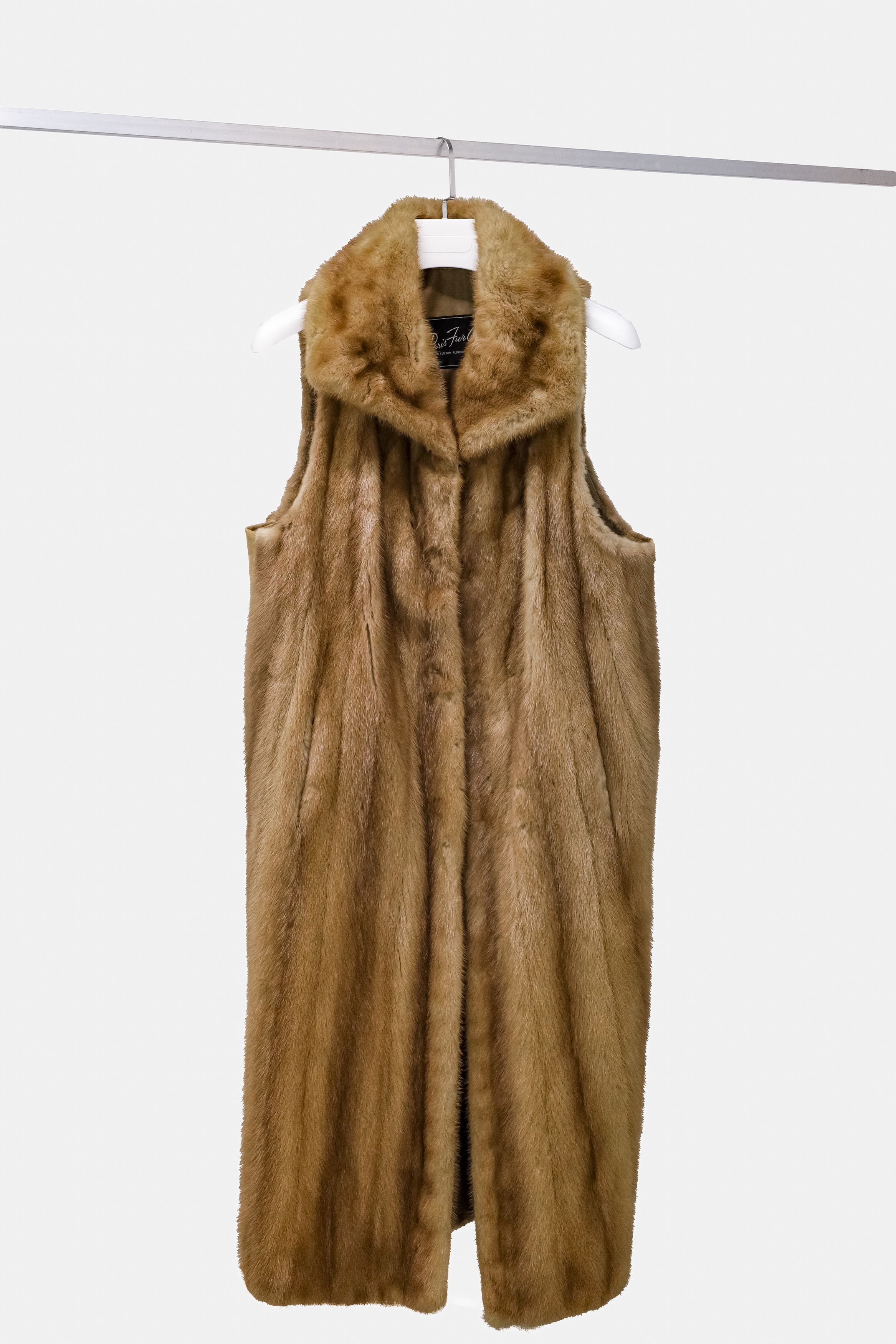 image of Mink Fur Coat Paris Furs Long Mink Vest in Brown, Women's