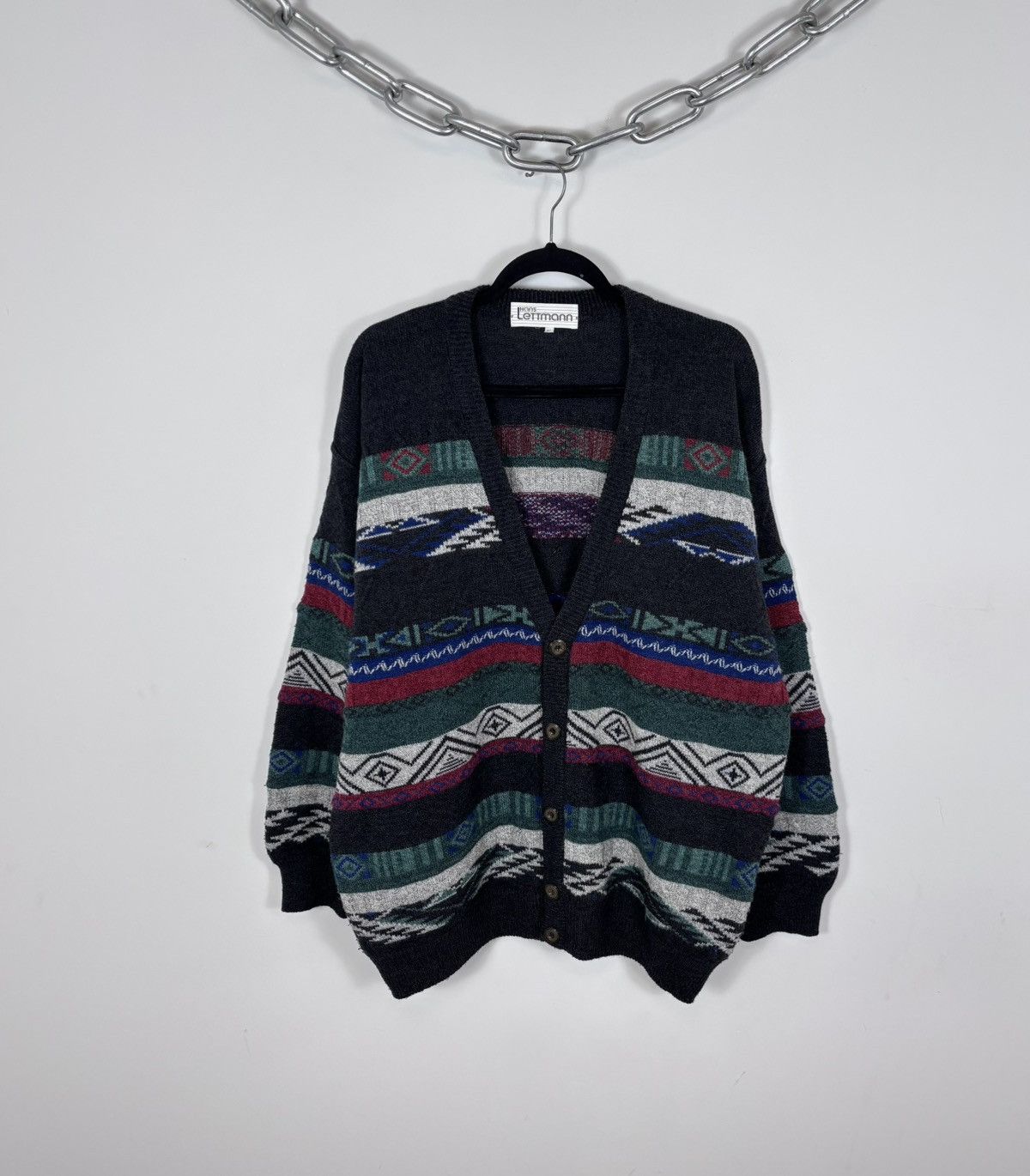 Other Vintage Hans Lettmann Men’s Abstract Knit Cardigan Sweater Size US XL / EU 56 / 4 - 1 Thumbnail