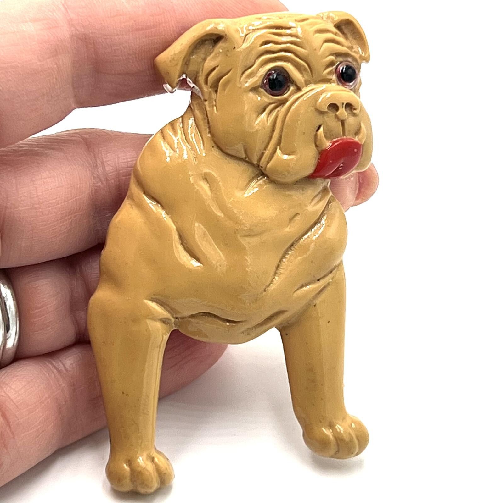 Other Vintage Brown and Red Lucite Bulldog Brooch & Pin Size ONE SIZE - 3 Thumbnail