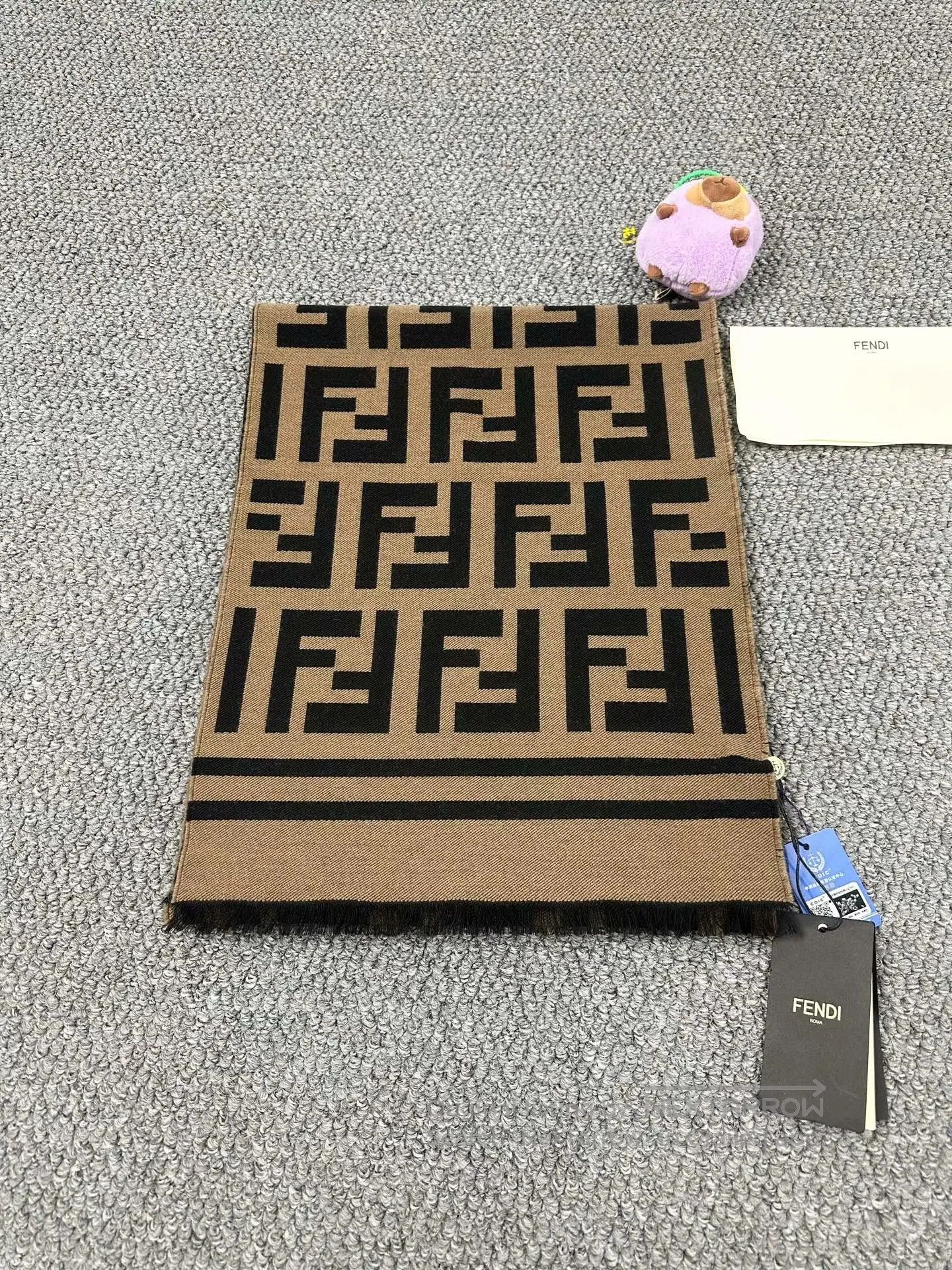 Fendi FENDI Classic Brown Monogrammed Old Logo Scarf| Size ONE SIZE - 5 Thumbnail