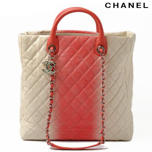Chanel Chanel Chanel Caviar Skin 2way Tote/Shoulder Bag Coral Pink/Ivory Leather Tote Bag co-c-068 in Excellent Condition Size ONE SIZE - 1 Thumbnail