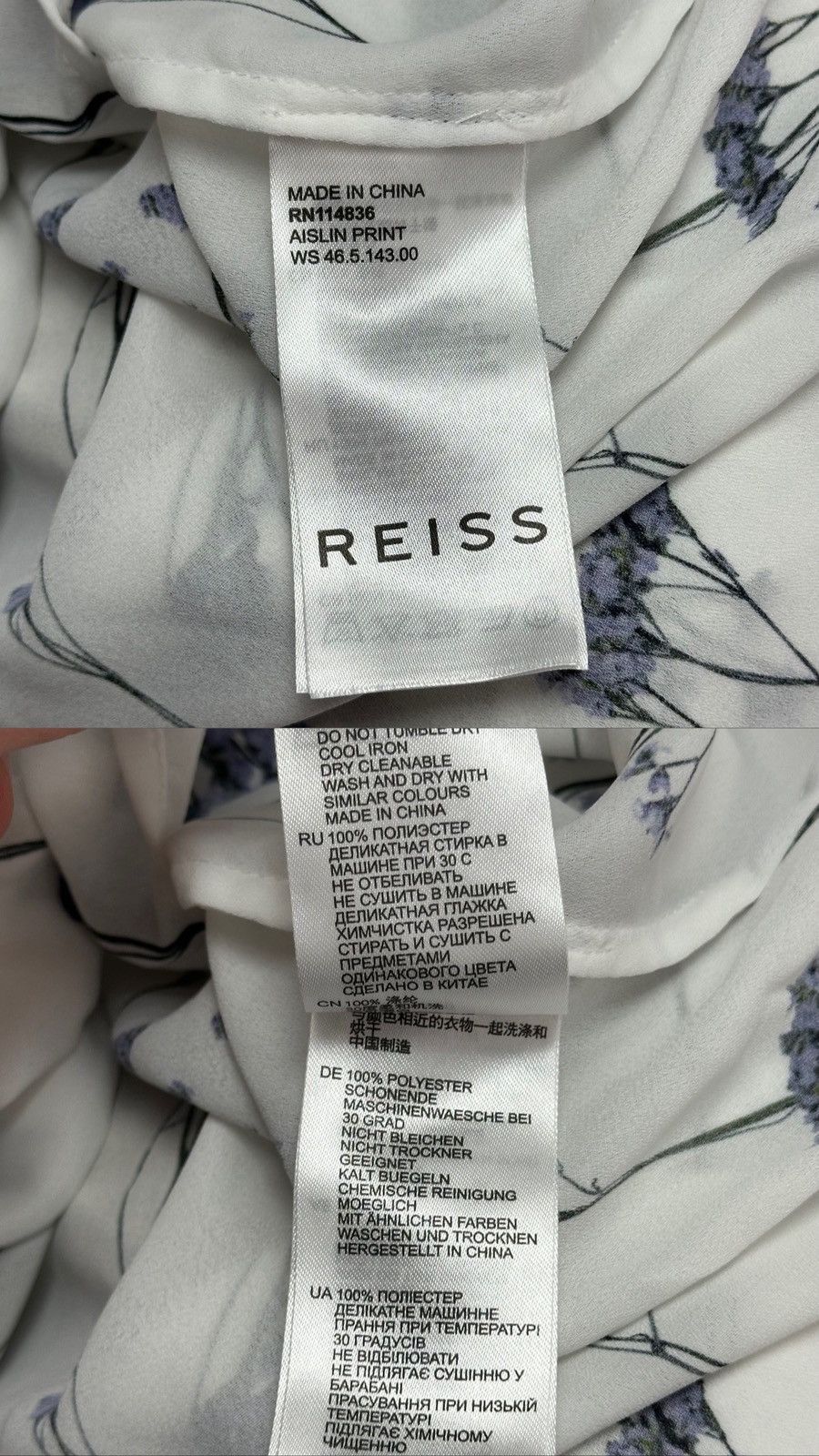 Reiss Reiss Aislin Print Flowers White Long Sleeve Shirt + Skirt Size S / US 4 / IT 40 - 17 Thumbnail