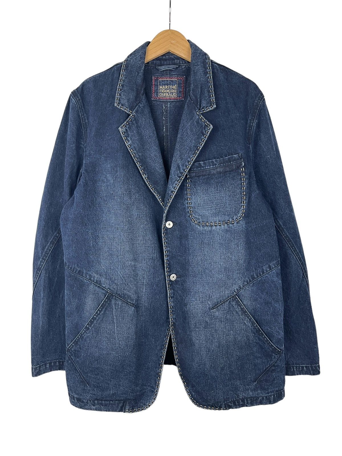 Marithe + Francois Girbaud Vintage Marithe Francois Girbaud Denim Blazer Jacket Size US L / EU 52-54 / 3 - 1 Thumbnail
