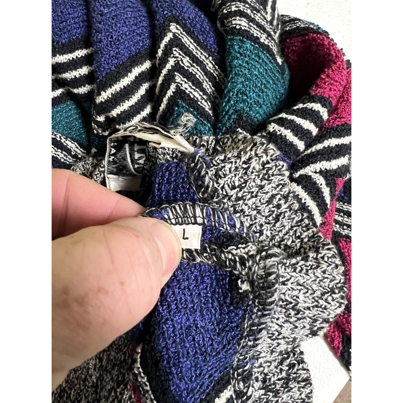 Missoni Vtg MISSONI ITALY Men's CREW NECK SWEATER Sz L Eclectic 90s Multi-Color Zigzag Size US L / EU 52-54 / 3 - 4 Thumbnail