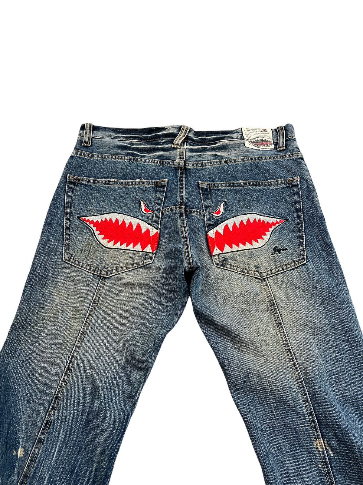 Japanese Brand × PPFM PPFM Shark Embroidery Distressed Jeans Size US 34 / EU 50 - 1 Thumbnail