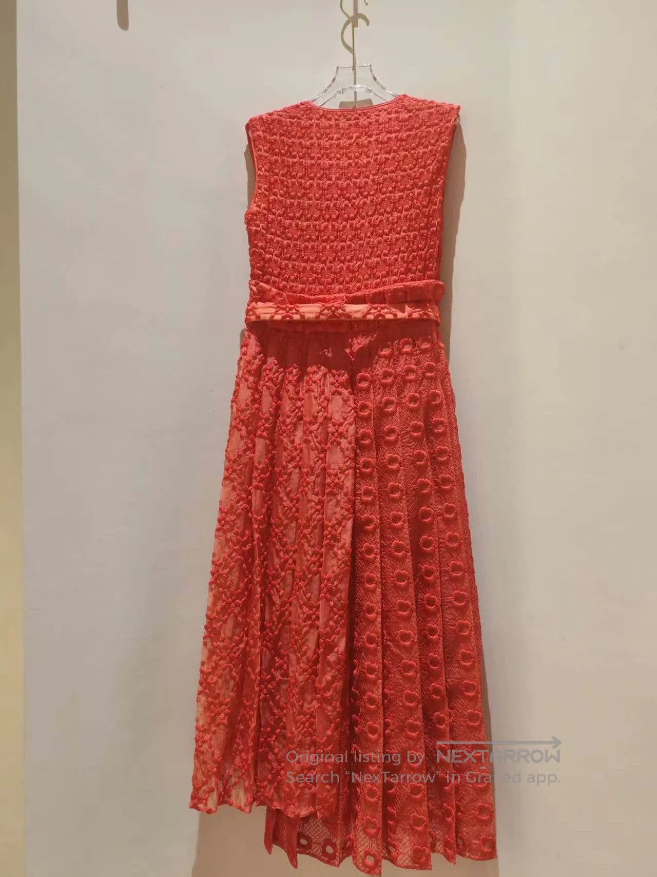 Fendi FENDI Red Silk Embroidered Dress. Size M / US 6-8 / IT 42-44 - 4 Thumbnail