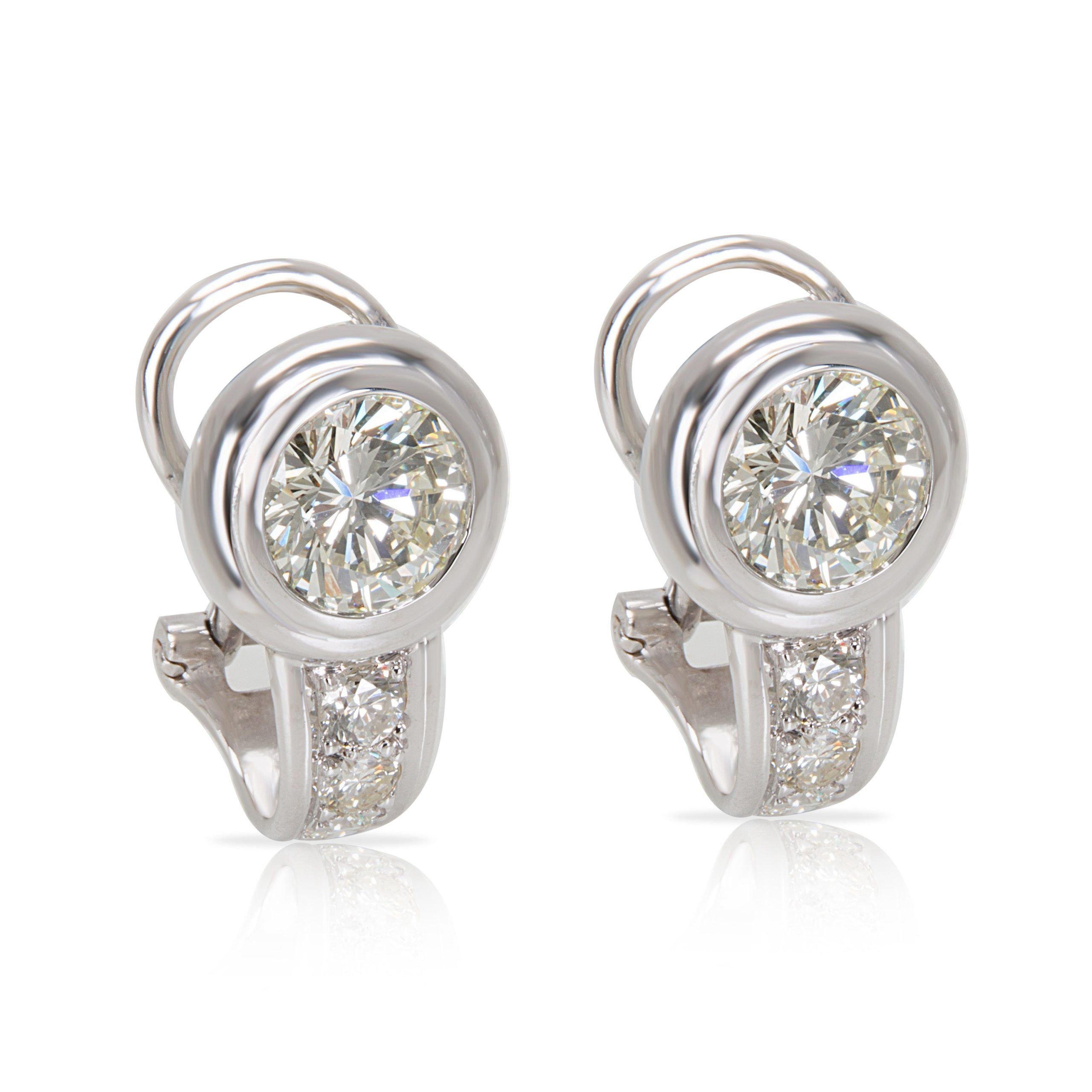 image of Igi Certified Bezel Diamond Earrings In 18Kt White Gold 2.53 Ctw, Women's