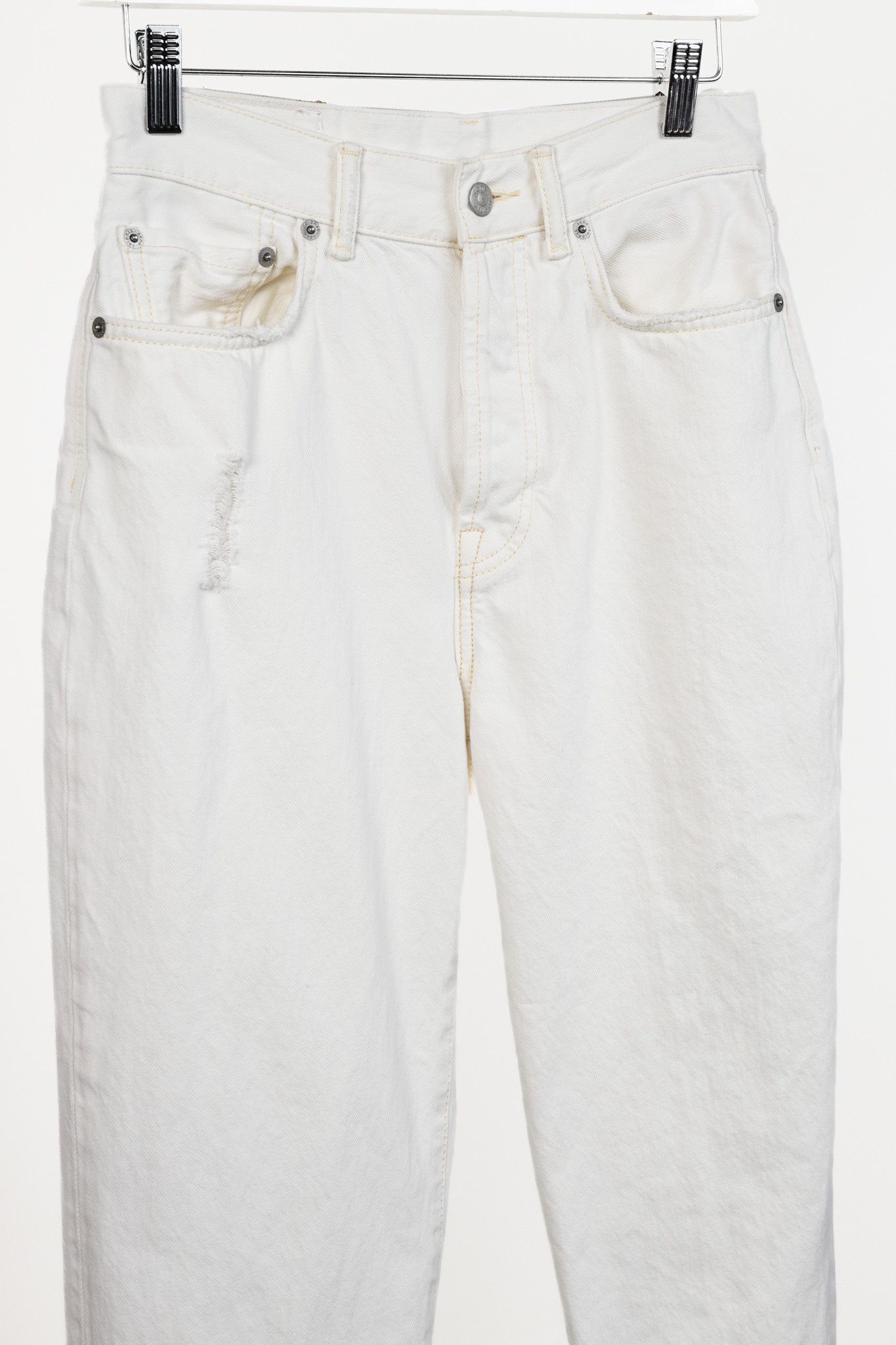 Acne Studios Acne Studios White Distressed High-waisted Jeans Size 28" / US 6 / IT 42 - 3 Thumbnail