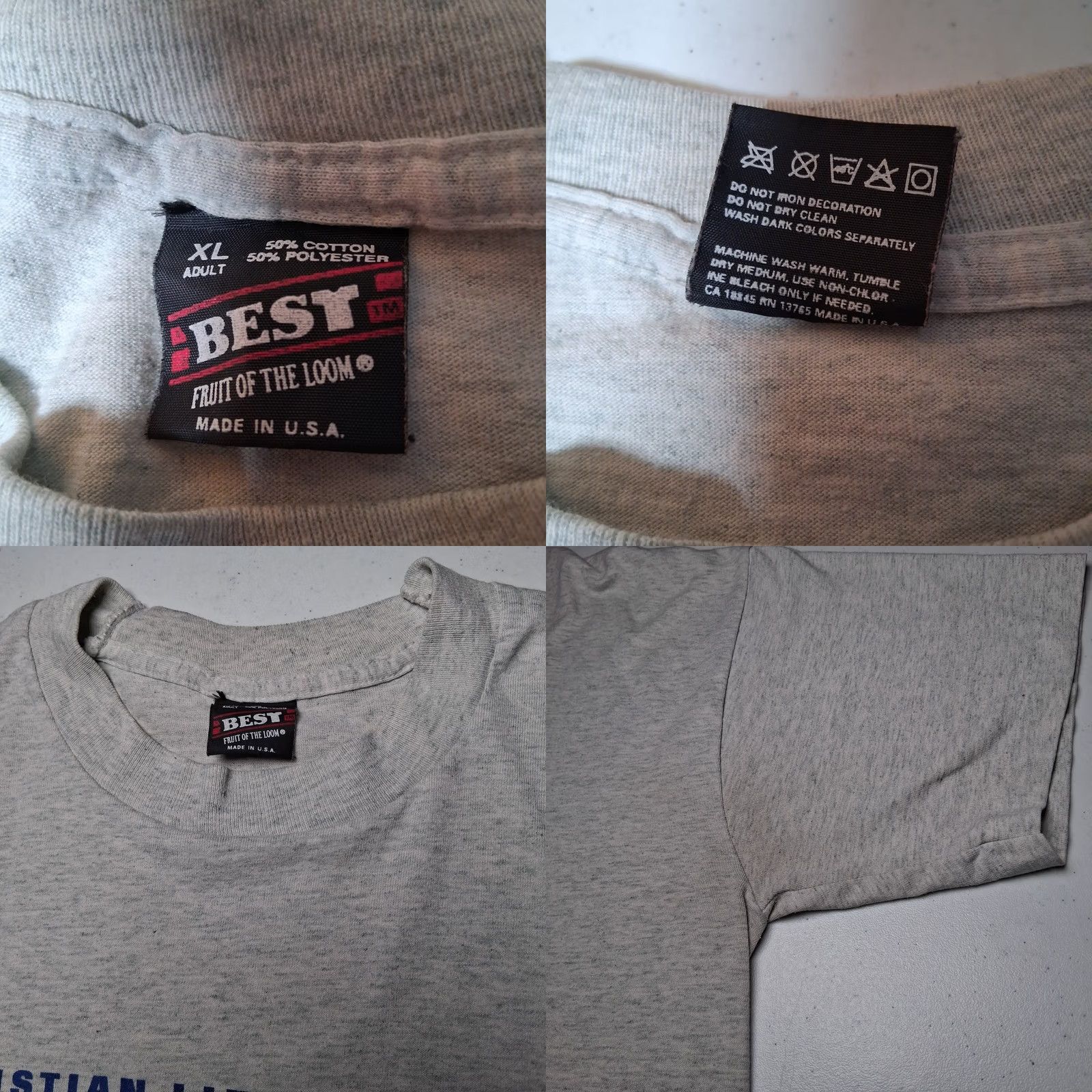 Fruit Of The Loom VINTAGE BEST Fruit of the Loom Christian Liberty Academy Chargers Basketball Shirt XL Gray Single Stitch Distressed Crew Neck Men M Size US XL / EU 56 / 4 - 8 Thumbnail