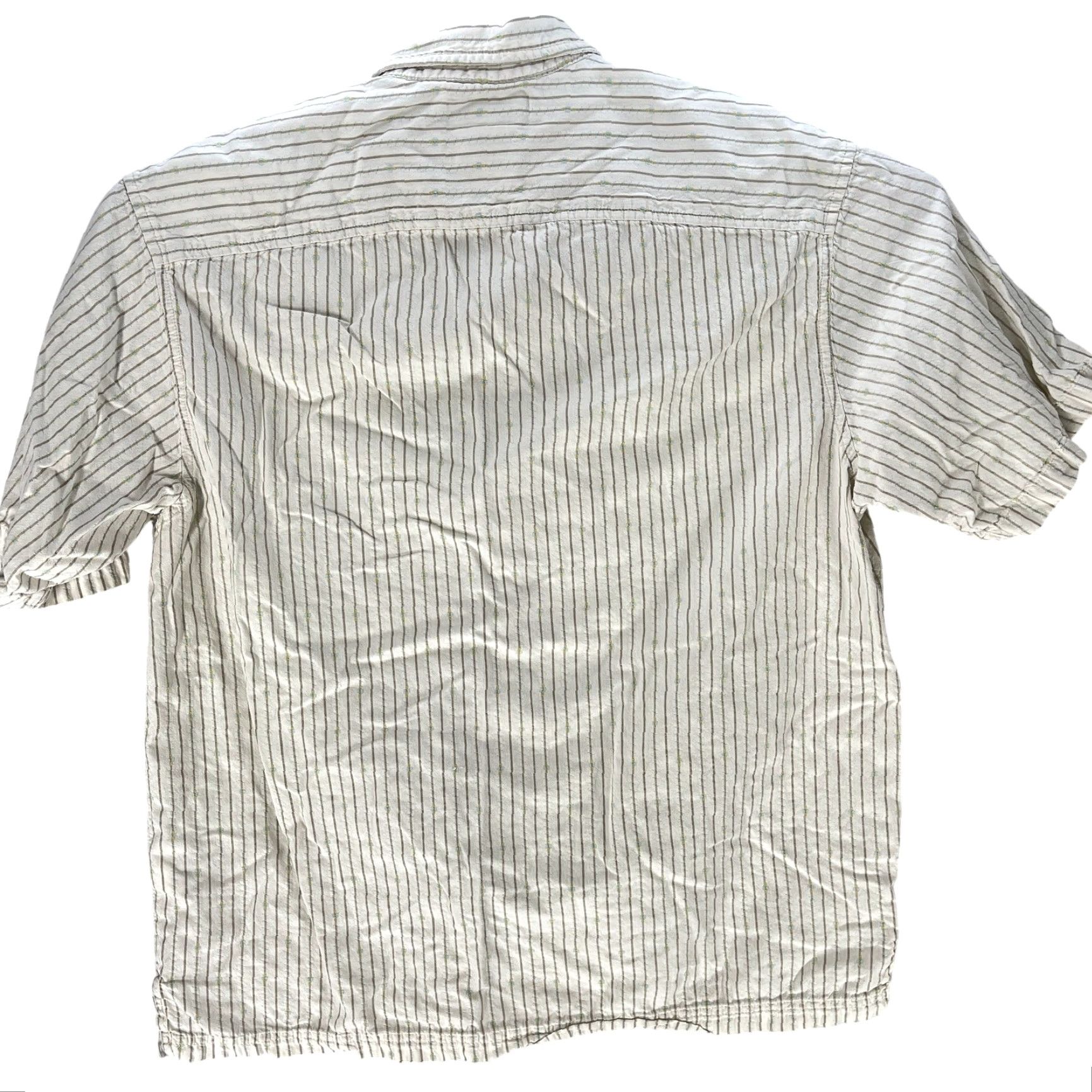 Vintage Columbia Button Up Shirt Mens L Beige Blue Striped Short Sleeve 100% Cotton Regular Fit Casual Classic Outdoor Men Size US L / EU 52-54 / 3 - 2 Thumbnail