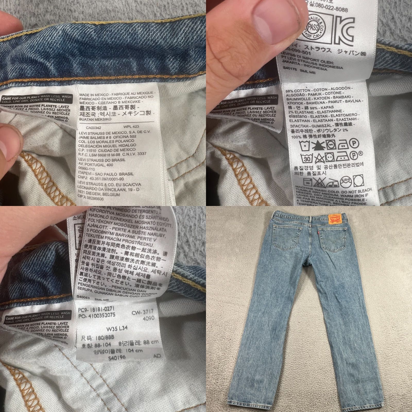 Levi's VINTAGE Levi's 541 Jeans Men Athletic Denim 37x33 Distressed Patchwork USA 90s Mens Size US 35 - 8 Thumbnail