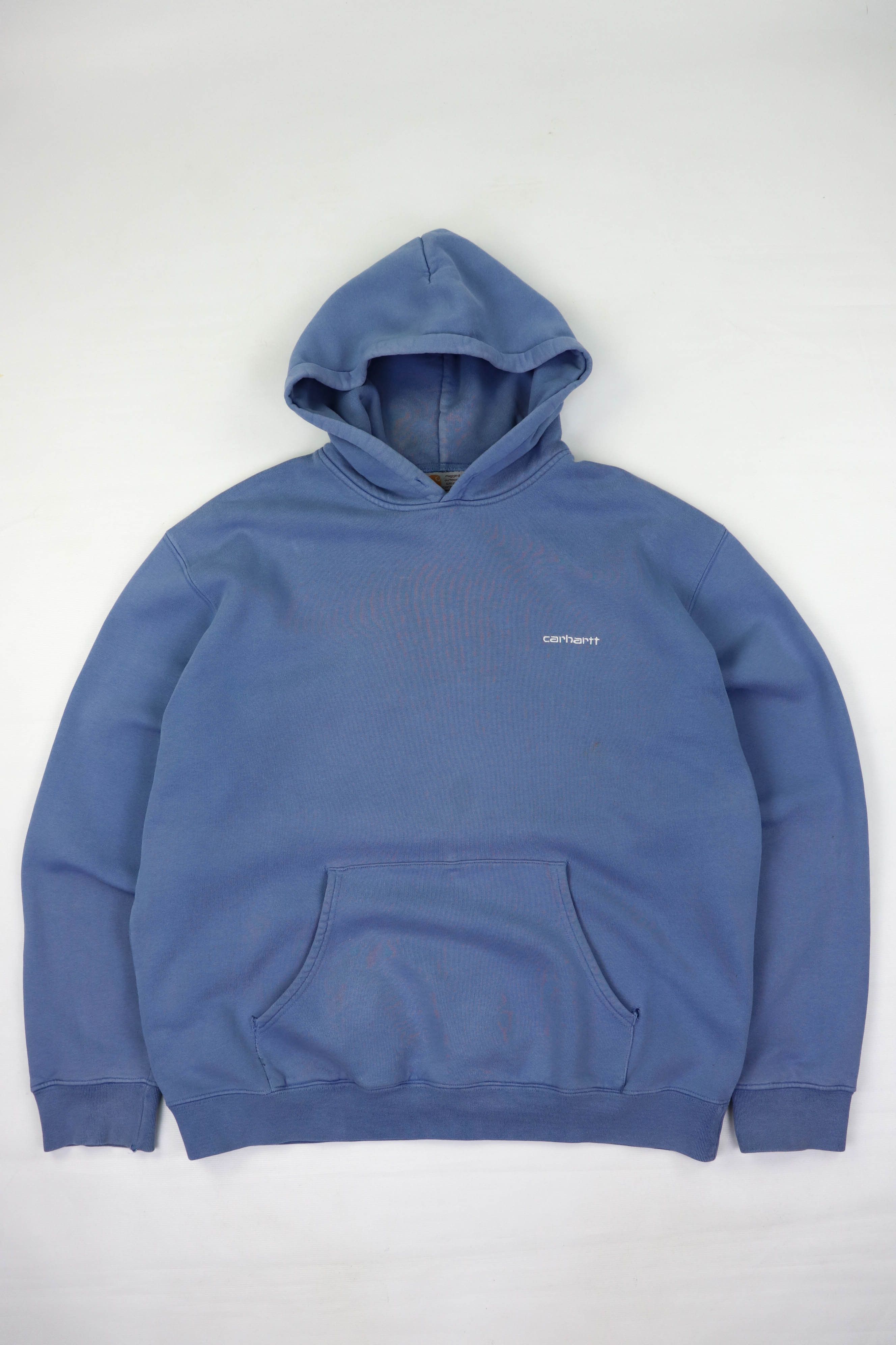 image of Carhartt 90's Vintage Sun Faded Baby Blue Distressed Hoodie, Men's (Size XL)