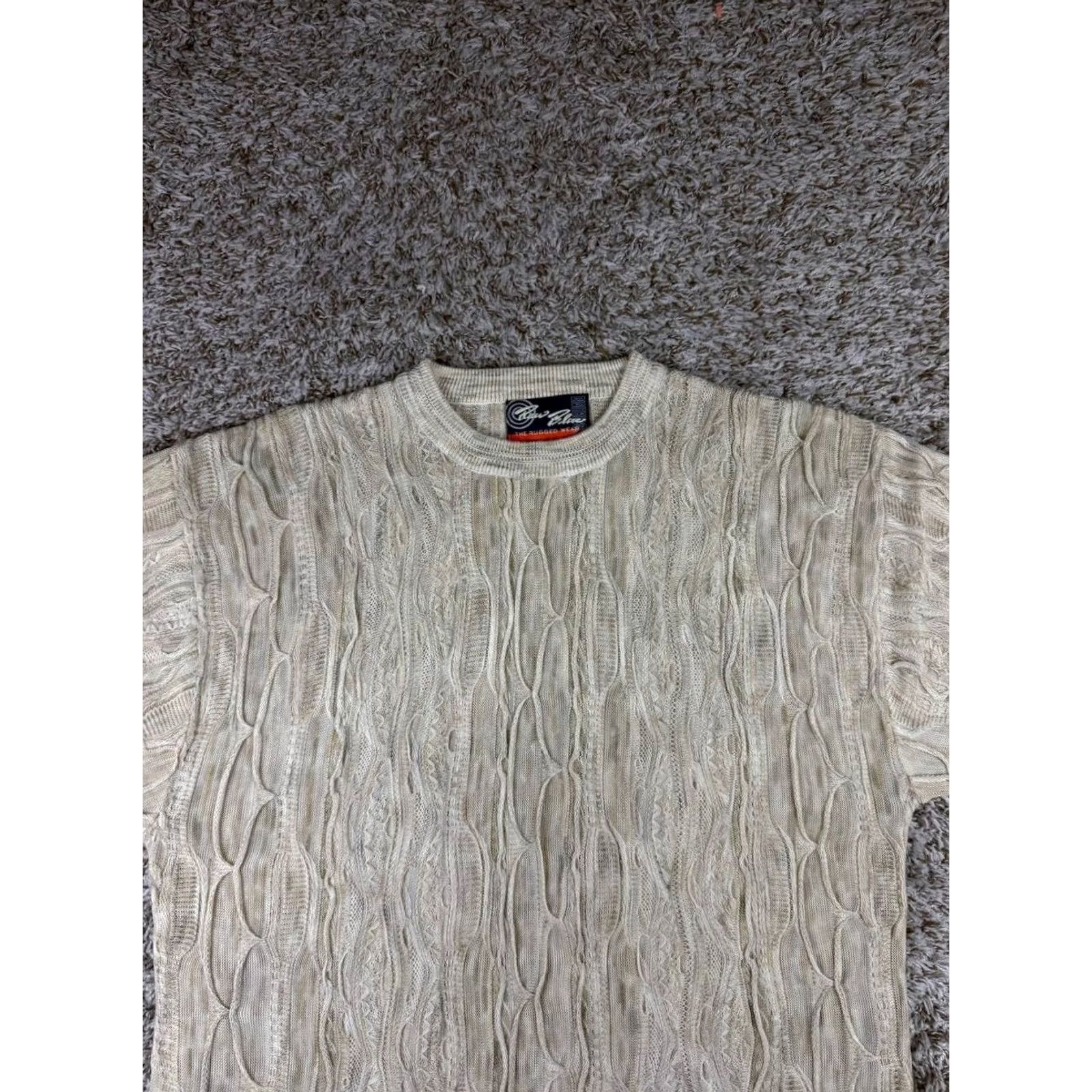 Coogi VINTAGE Raw Blue Sweater Crew Neck Long Sleeve XL Men’s Ivory 3D Knit Textured Coogi Style Pullover Winter Fall Size US XL / EU 56 / 4 - 2 Thumbnail