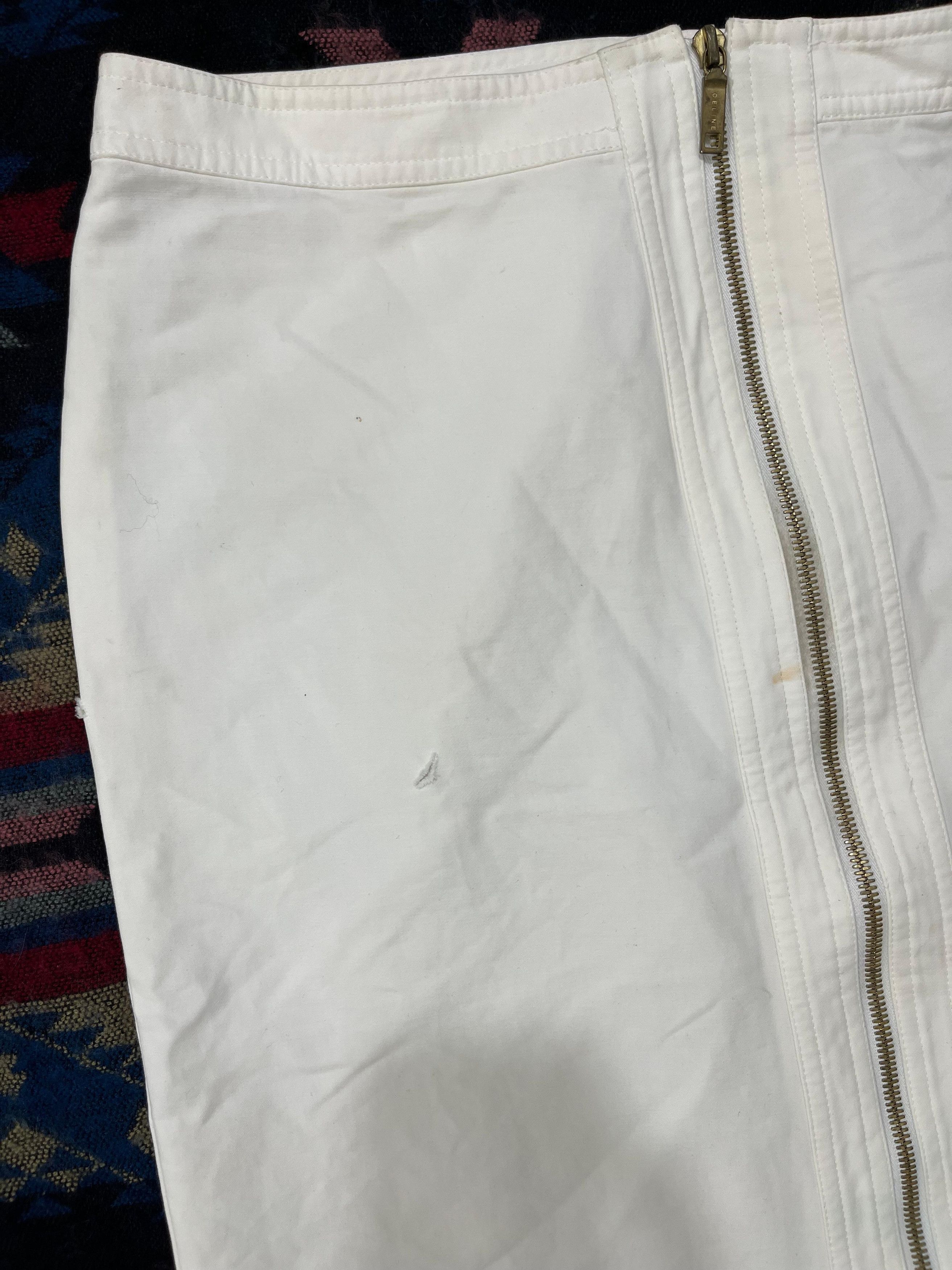 Celine Vintage Celine Double Zipper White Midi Skirt Size 31" - 4 Thumbnail