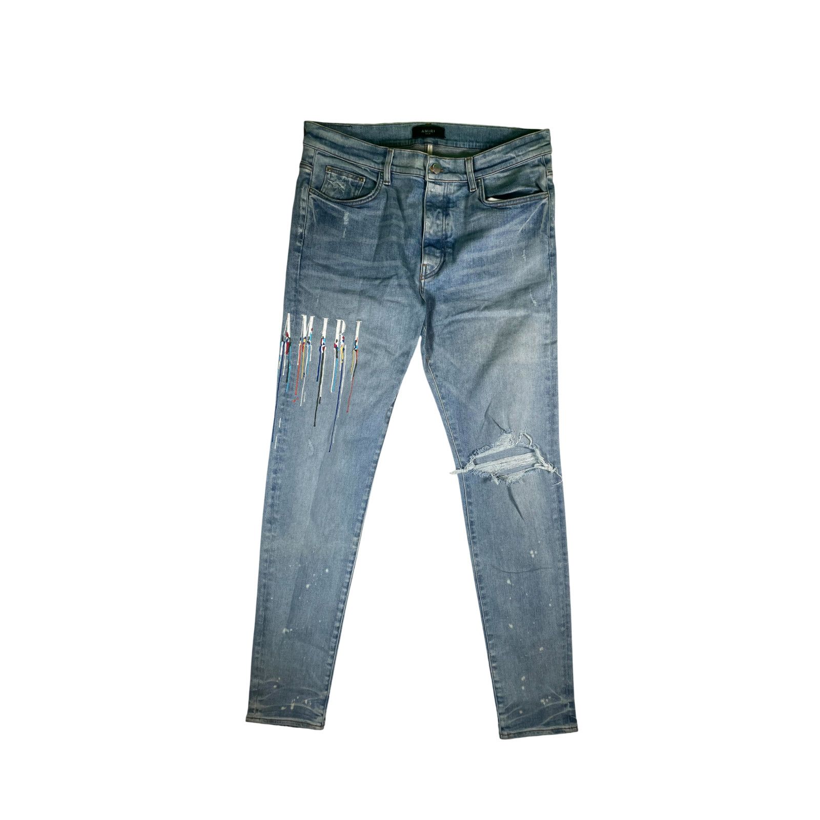 Amiri Paint Drip Light Wash Jeans