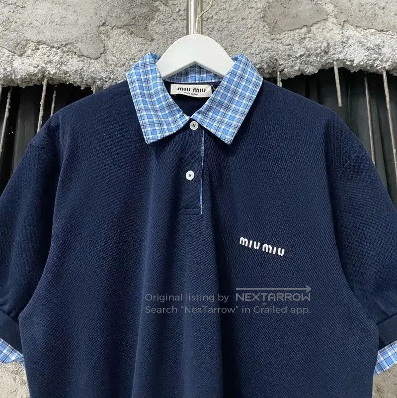 Miu Miu Miu Miu Navy Blue Women's Polo T-Shirt . Size M / US 6-8 / IT 42-44 - 3 Thumbnail
