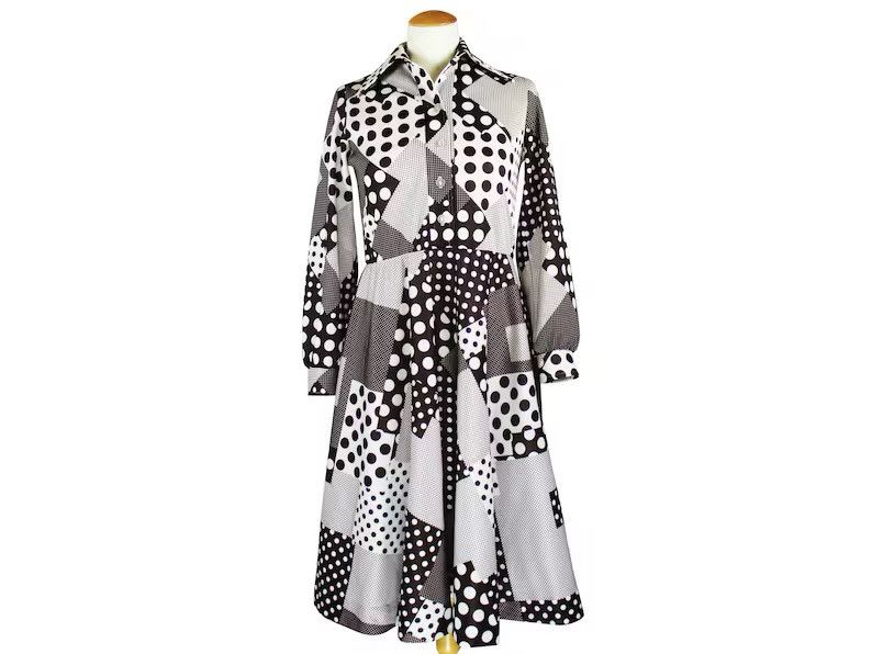 Sears Vintage 1970’s Polka Dot Maxi Dress Collared Long Sleeve USA Size M / US 6-8 / IT 42-44 - 1 Thumbnail