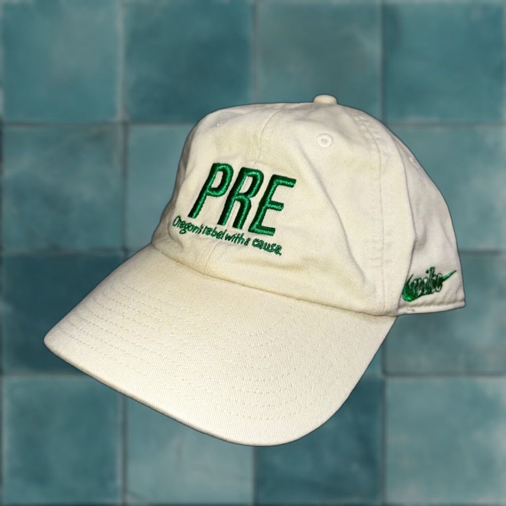 Nike VINTAGE Nike GO PRE Hat Cap Strap Back Swoosh 90s Tailwind Prefontaine White Men One Size Baseball Cap Logo Vintage Mens Hats Size ONE SIZE - 1 Thumbnail