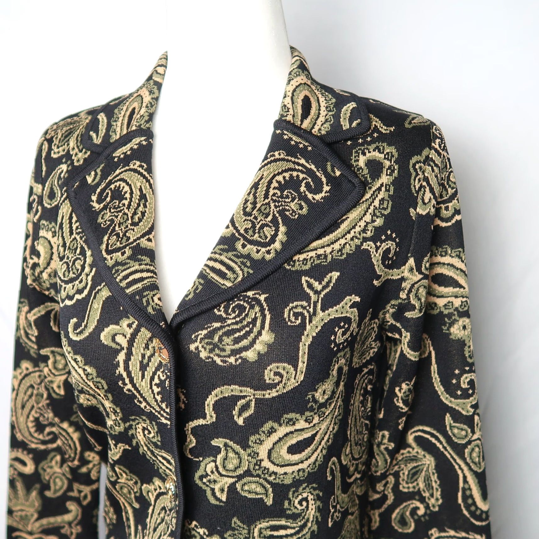 Vintage VINTAGE Misook knit blazer jacket Paisley pattern XXS Petite Black Size XXS / US 00 / IT 34 - 2 Thumbnail