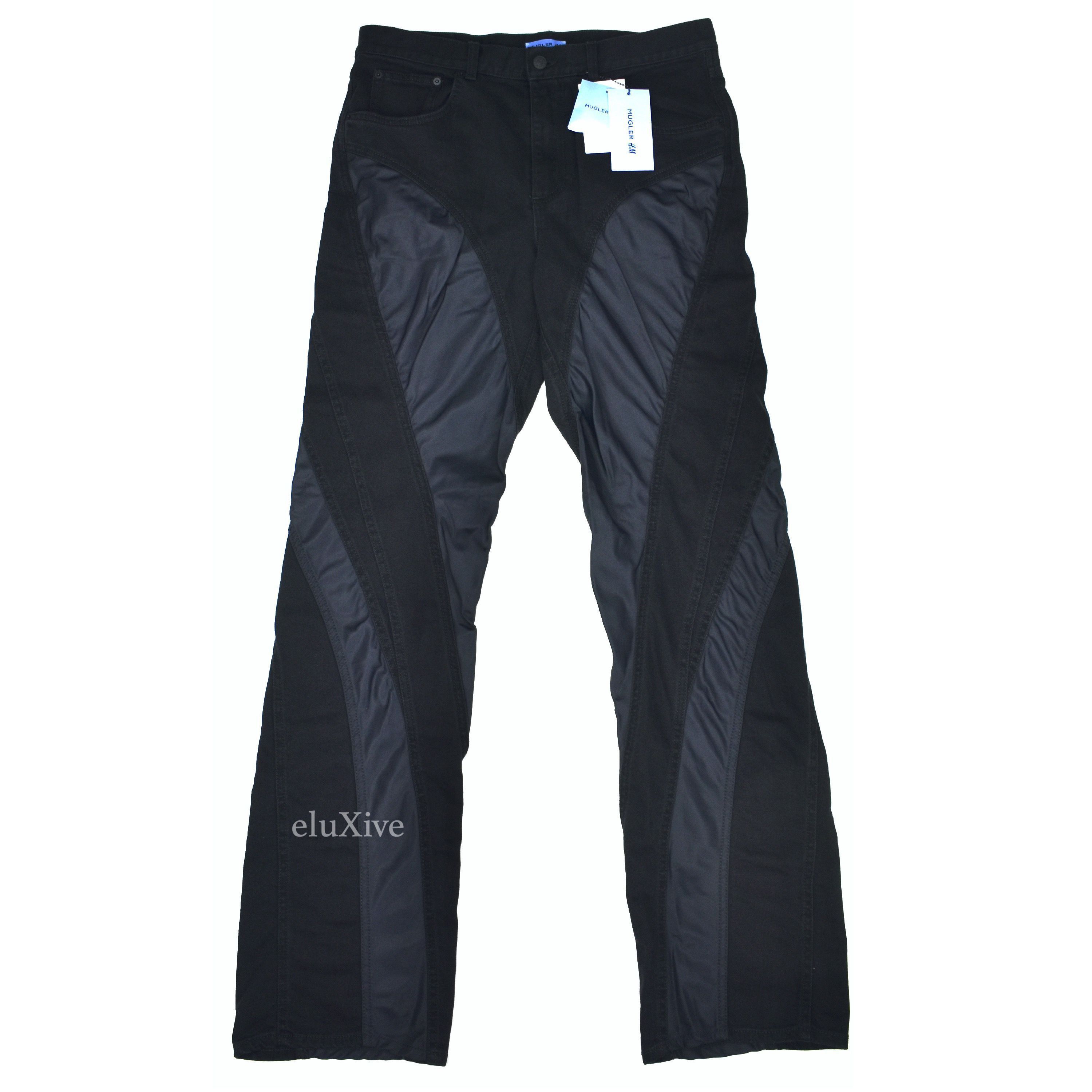 H&M × Mugler Mugler H&M Black Spiral Panel Denim Jeans Size US 34 / EU 50 - 1 Preview